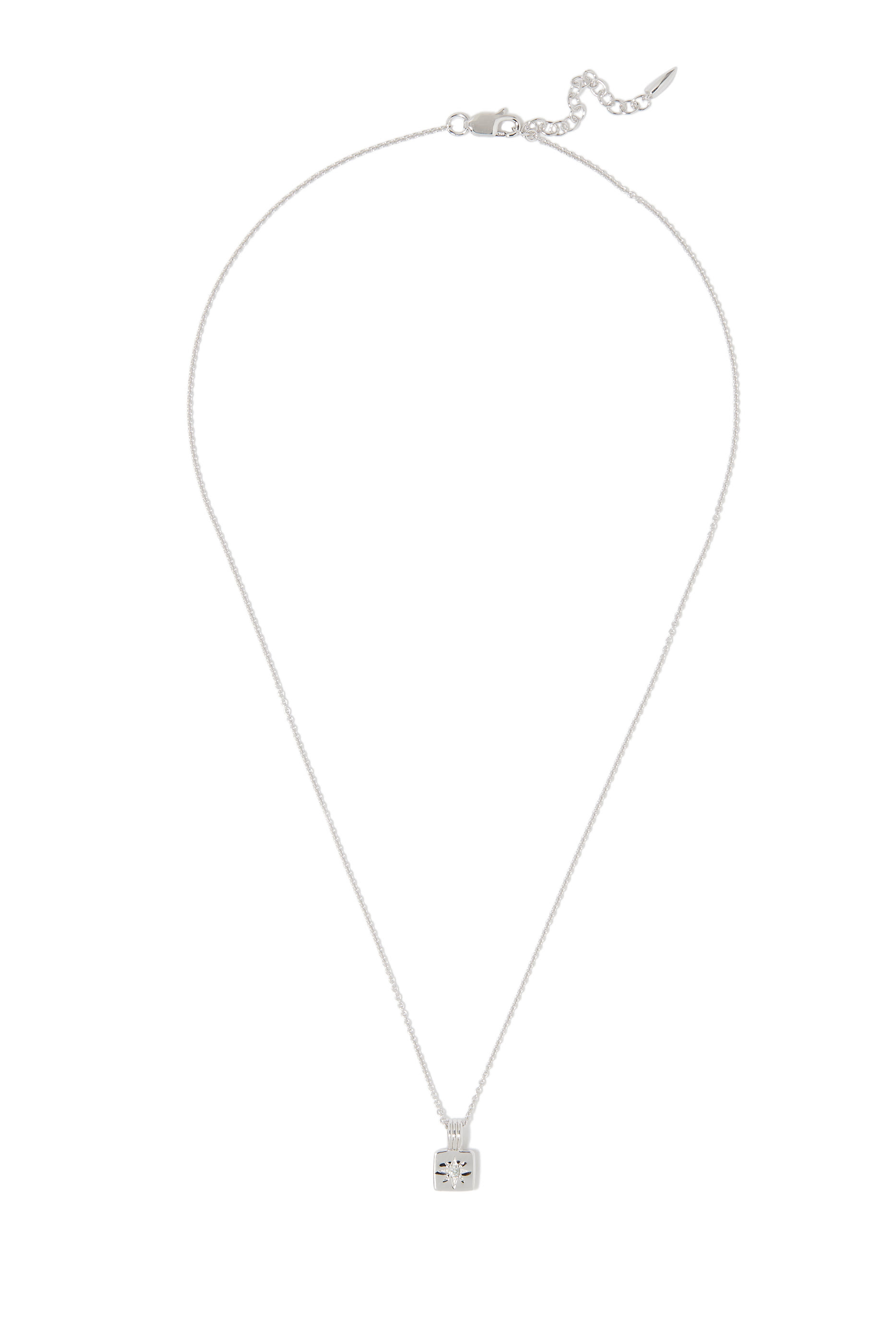 Engravable Star Ridge Pendant Necklace, Rhodium Plated on Sterling Silver