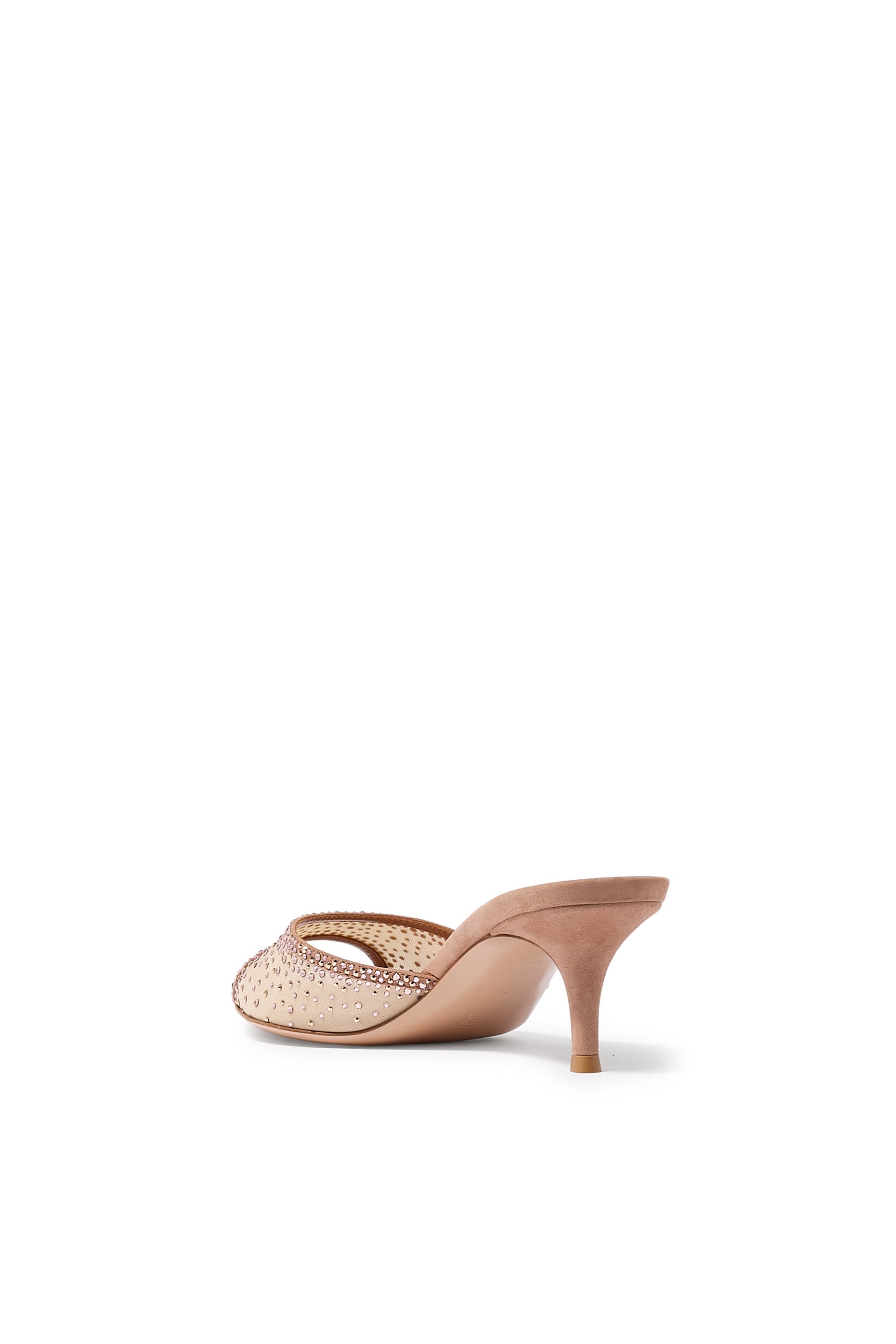 Rania 55 Suede Organza Embellished Mules