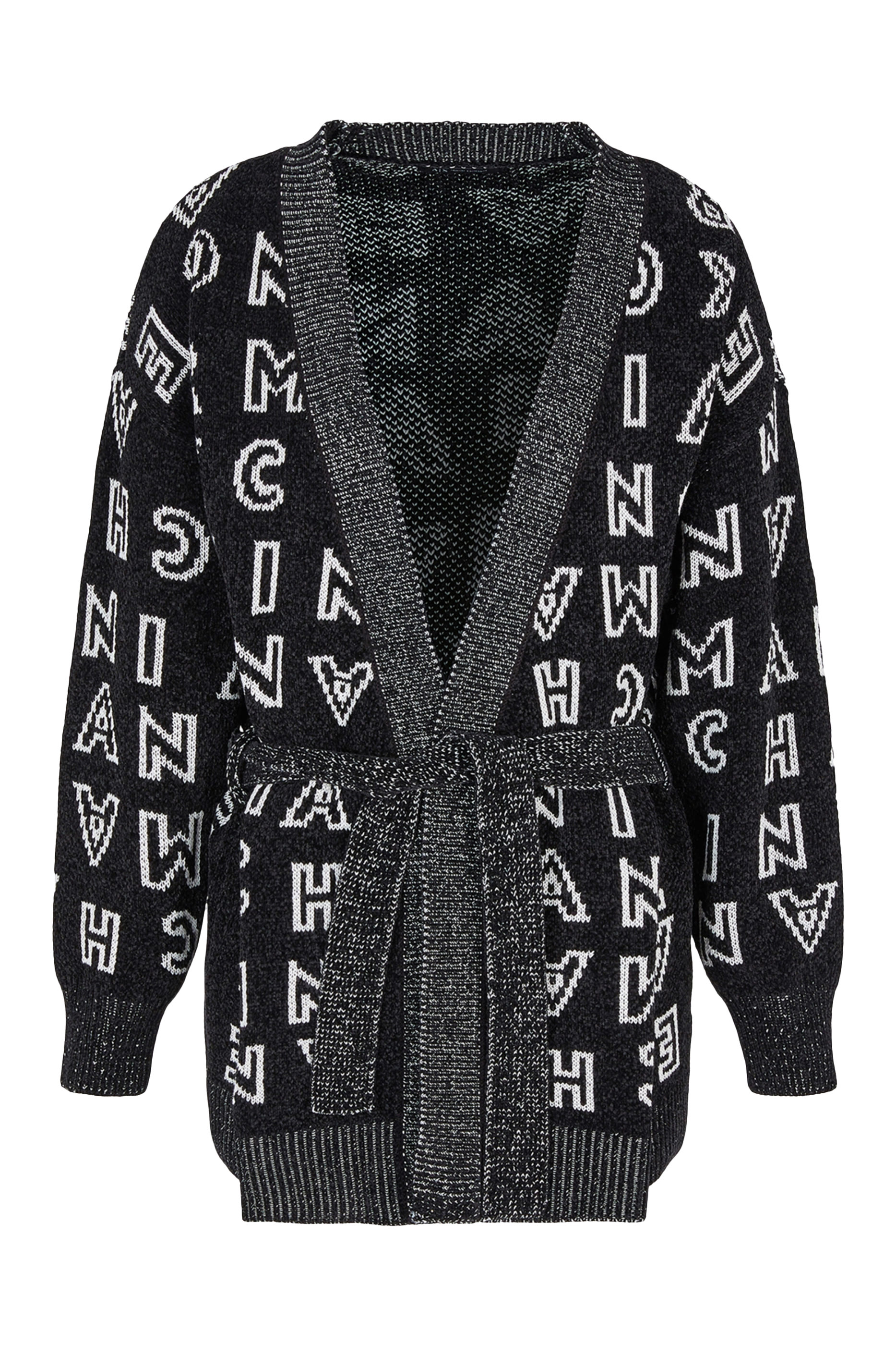 Maxi-Cardigan with Jacquard Knit Belt and ASV Logo