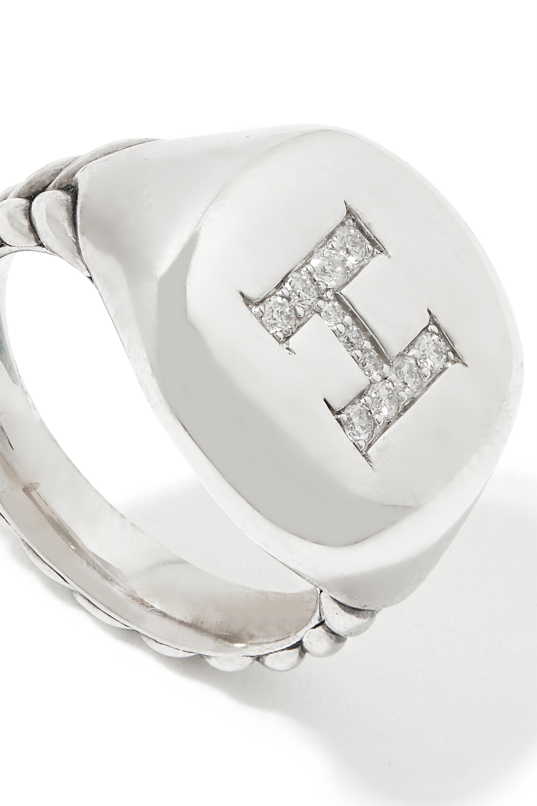 H Initial Diamond Pinky Ring