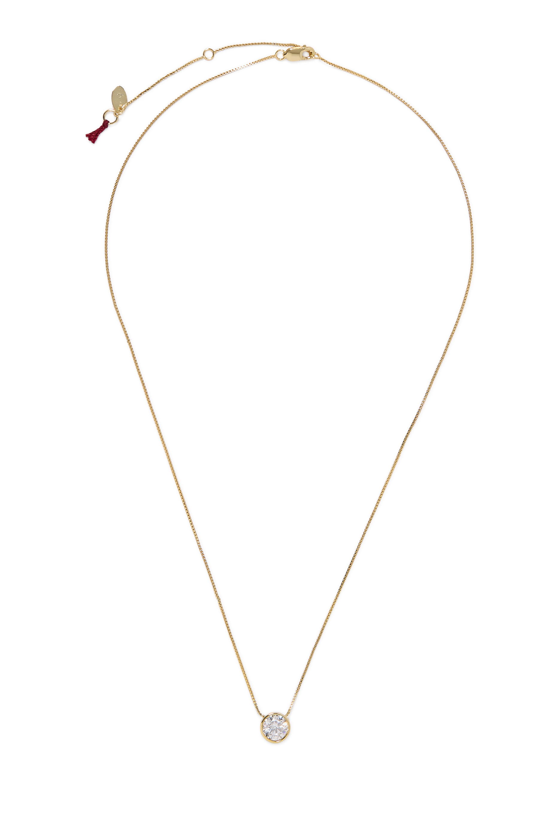 Bezel Solitaire Necklace, 14K Vermeil