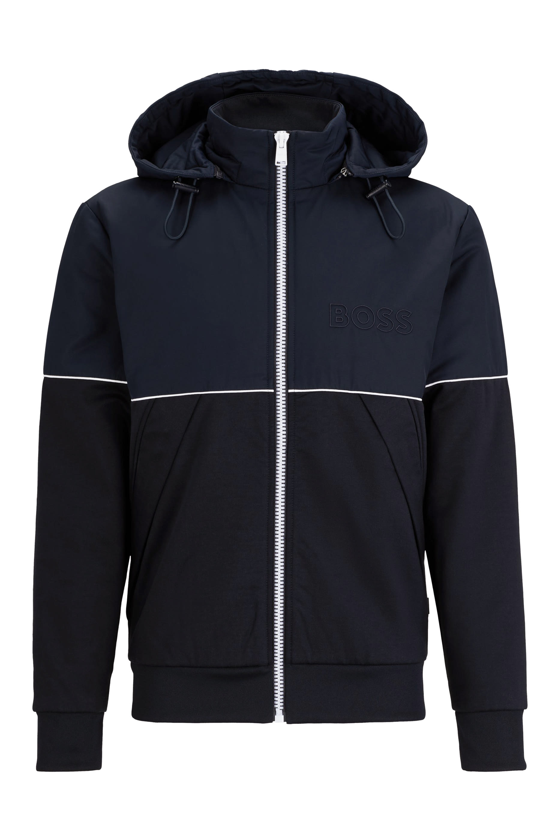 Zip Mixed Materials Hoodie