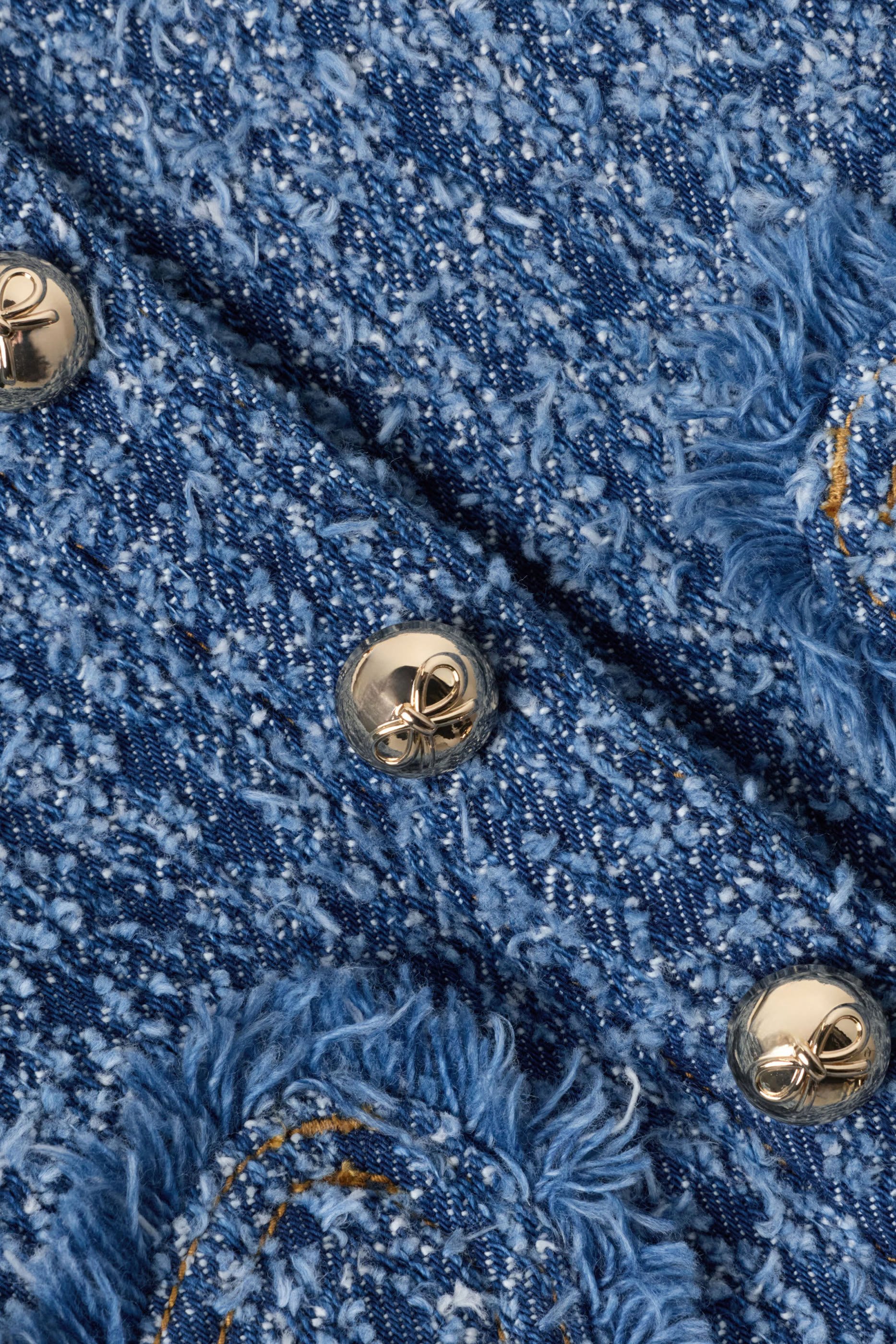 Kids Textured Denim Heart Trim Jacket