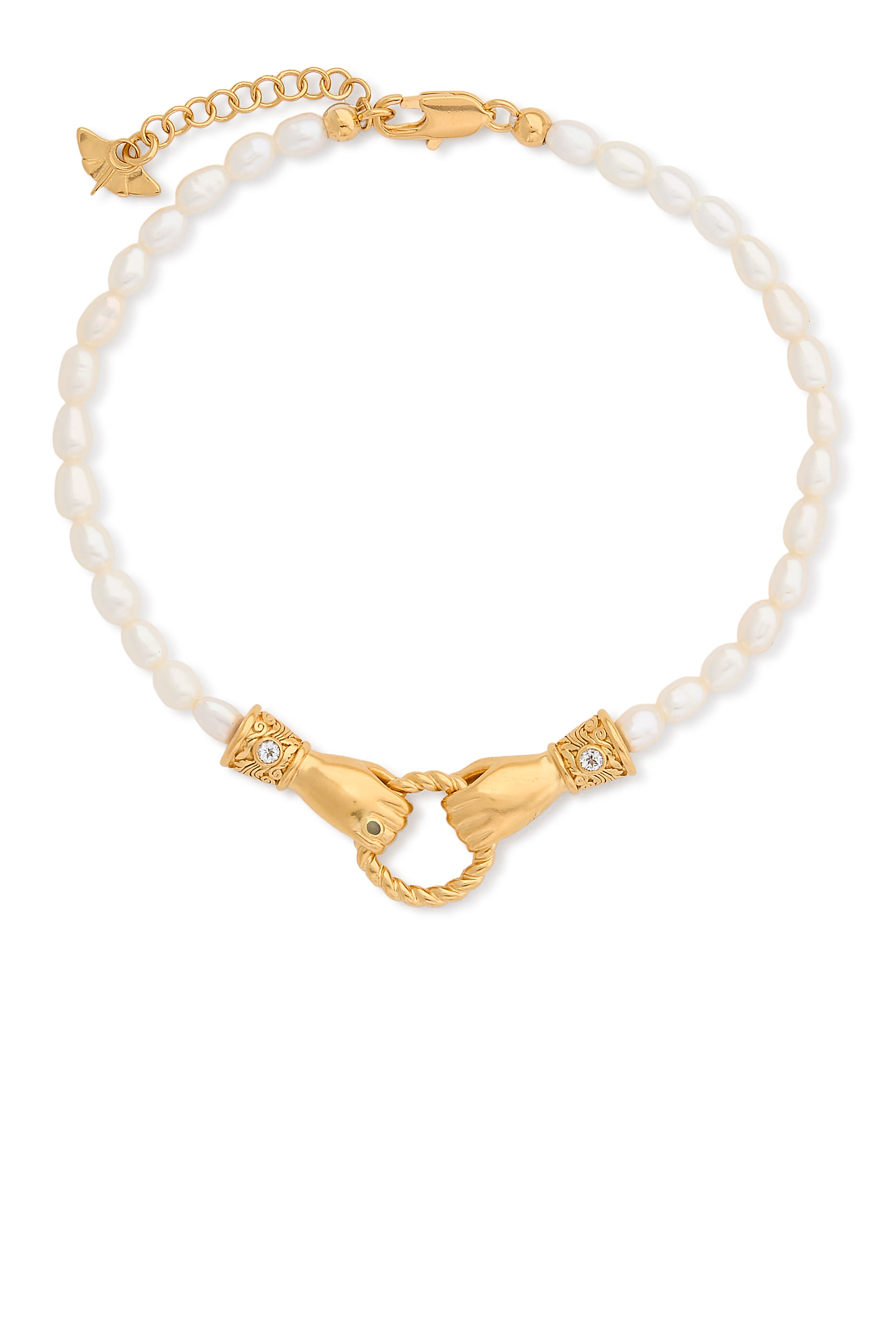 Harris Reed In Good Hands Pearl Bracelet, 18k Recycled Gold Plated on Brass 