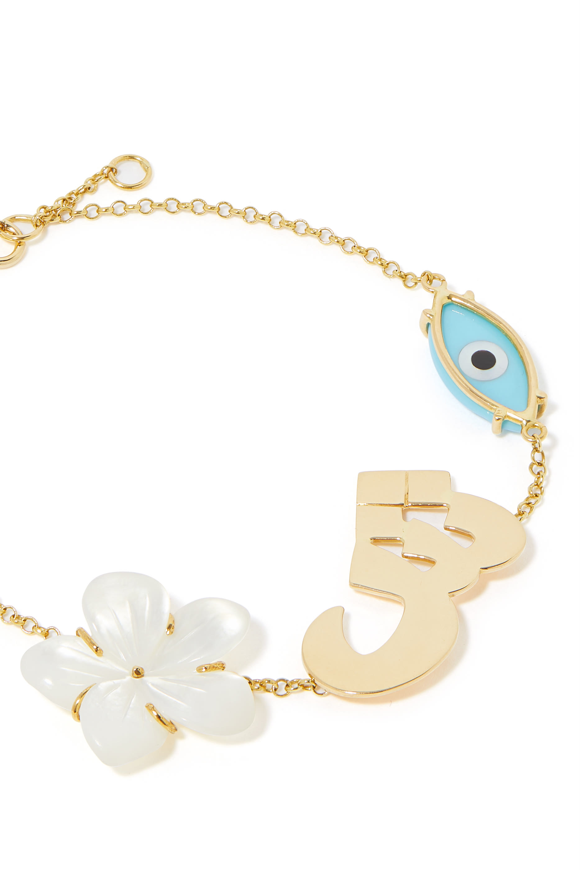 OULA Charm Letter Bracelet, 18k Yellow Gold