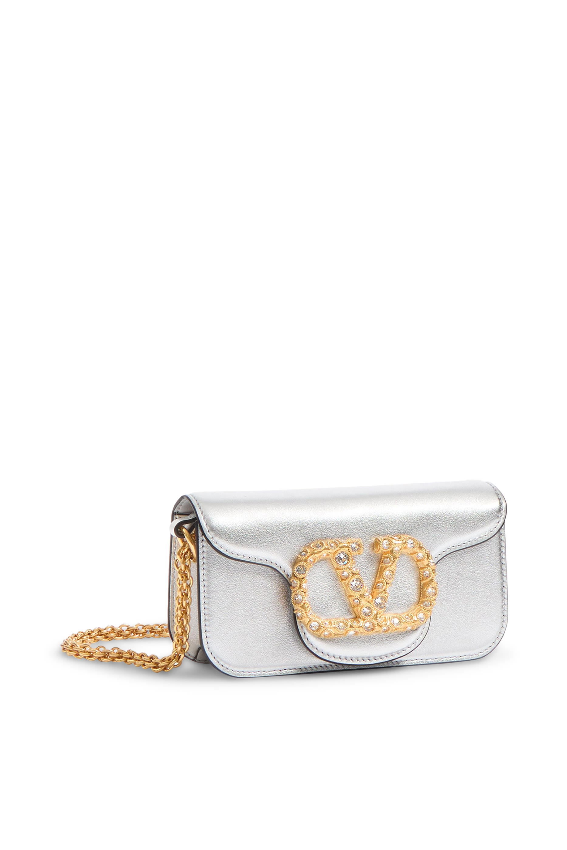 Locò Laminated Calfskin Small Shoulder Bag with Jewel Logo