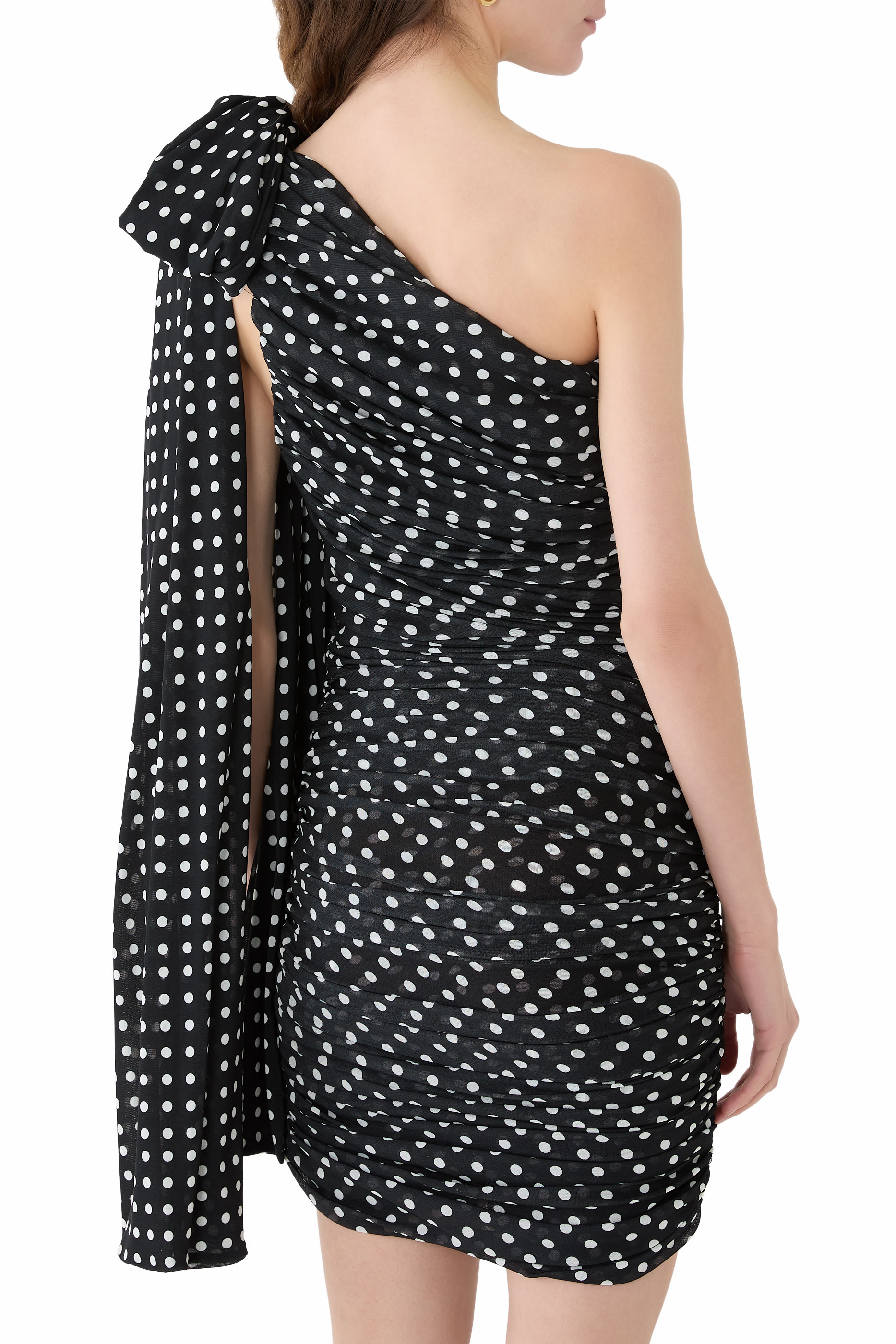 Recycled Nylon Asymmetric Draped Dress 