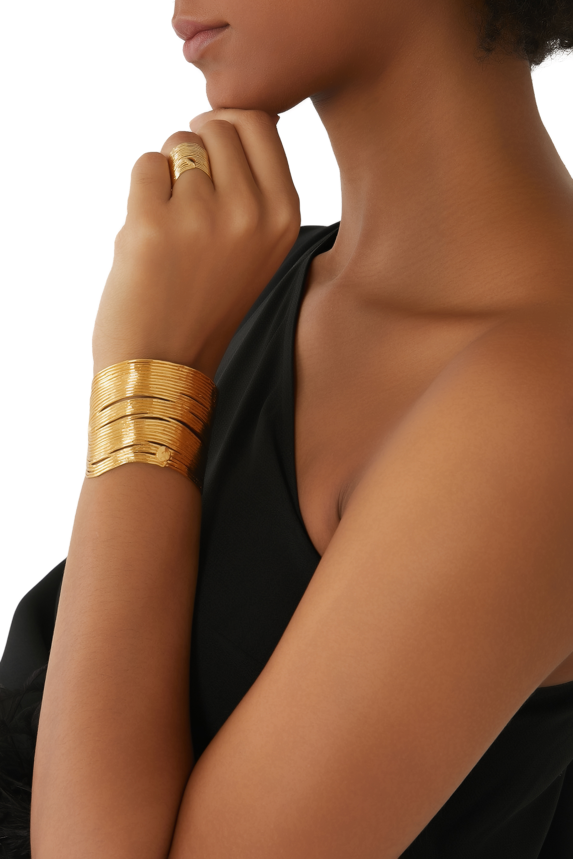 Wave Bracelet, 24k Gold-Plated Brass