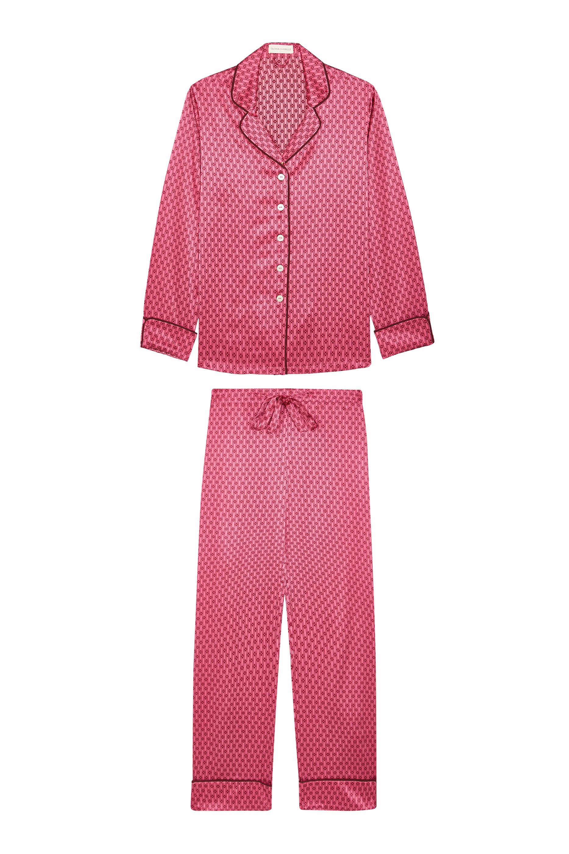 Lila Printed Silk-Satin Pajama Set
