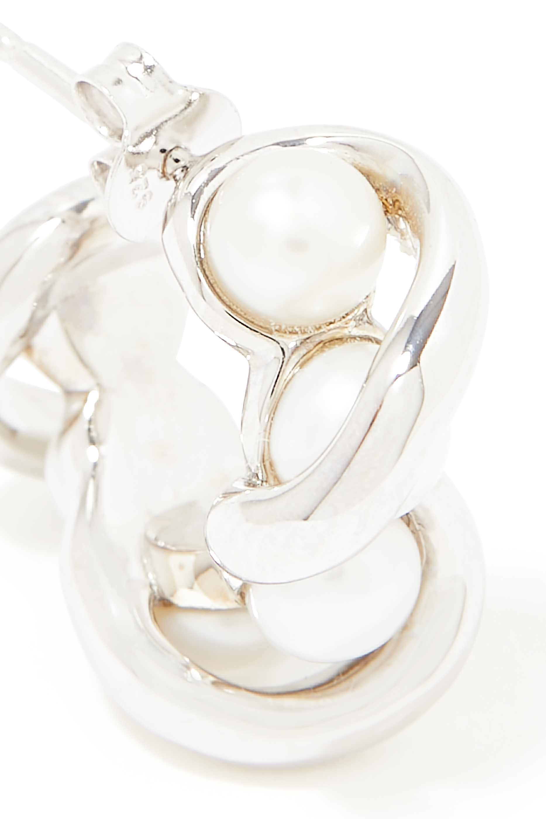 Molten Pearl Twisted Mini Double Hoop Earrings