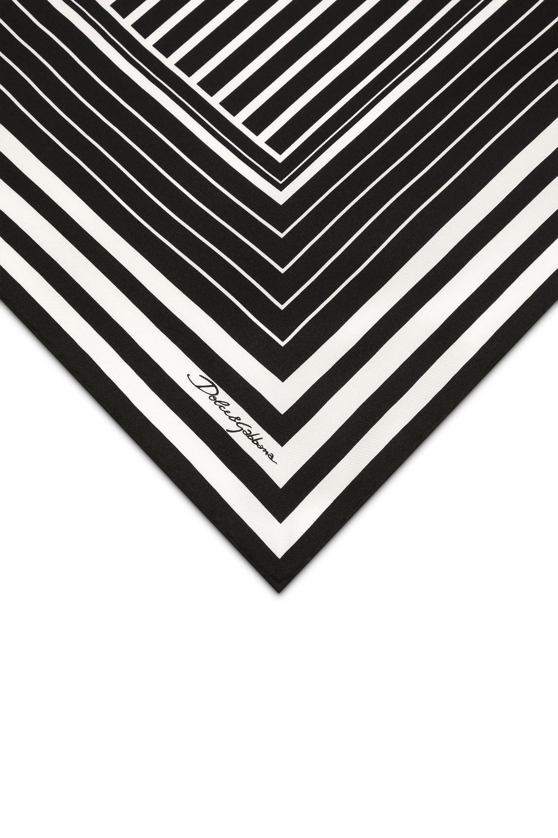 Striped Print Silk Twill Scarf