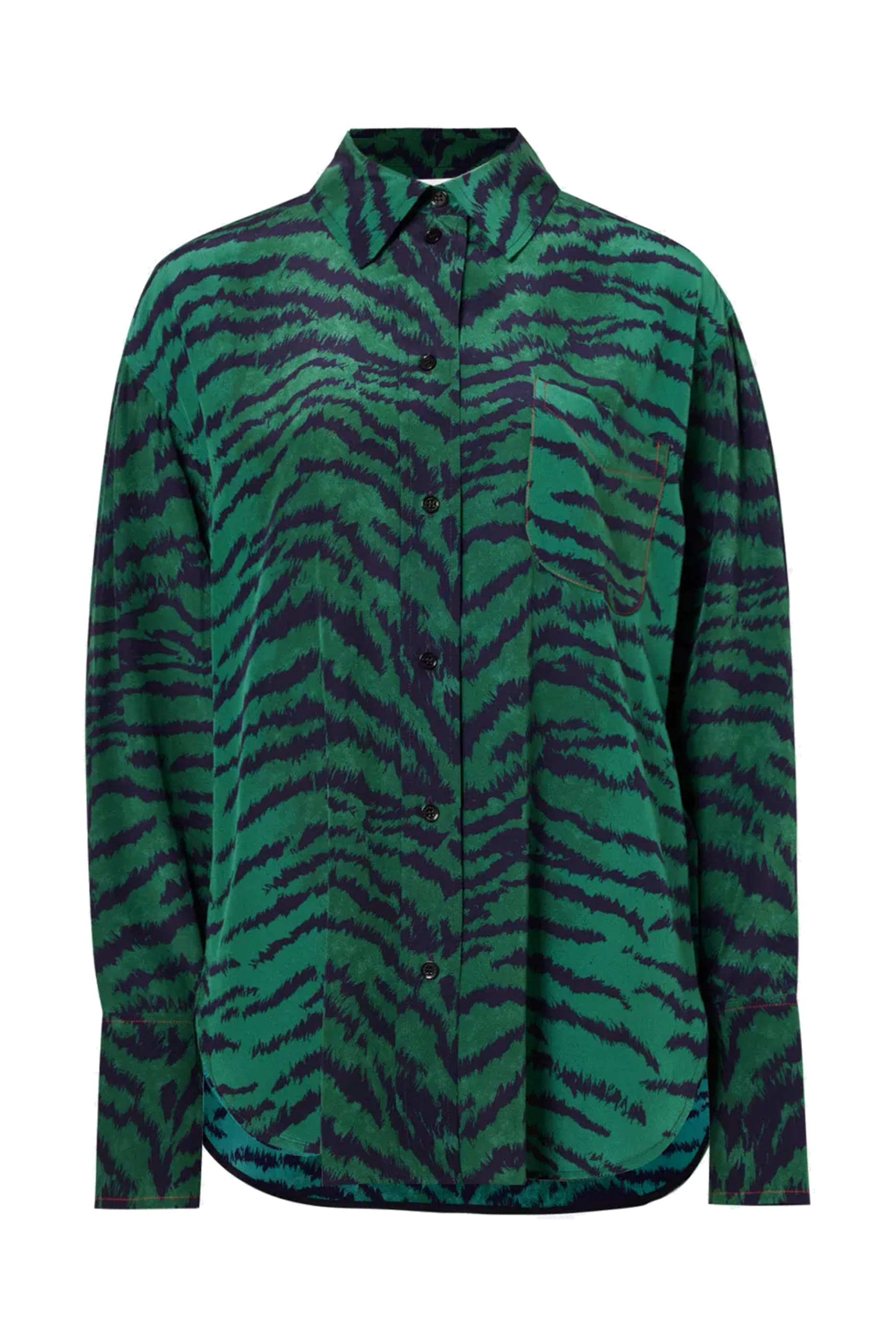 Tiger Print Pajama-Style Silk Shirt