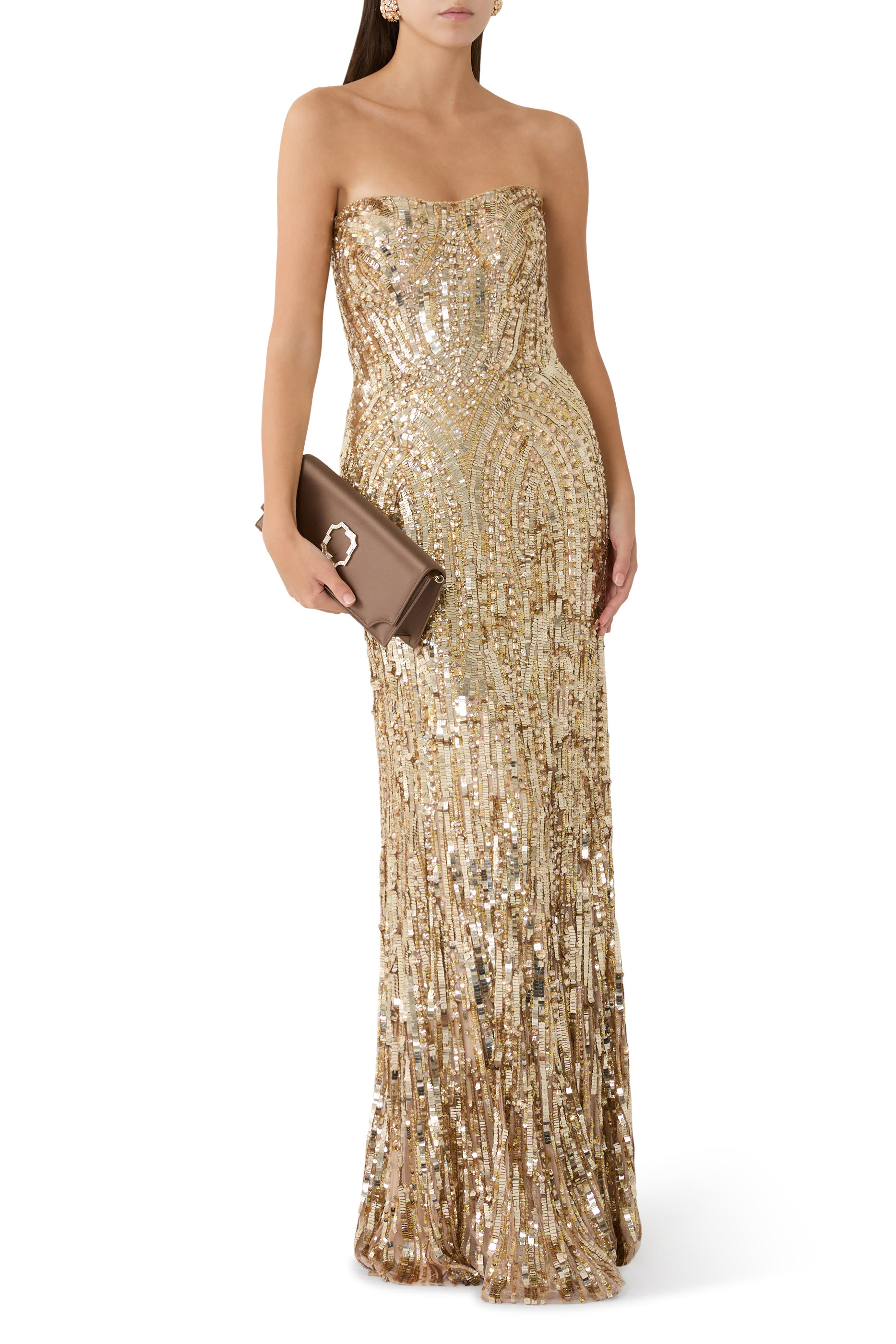 Euphoria Strapless Embellished Tulle Gown