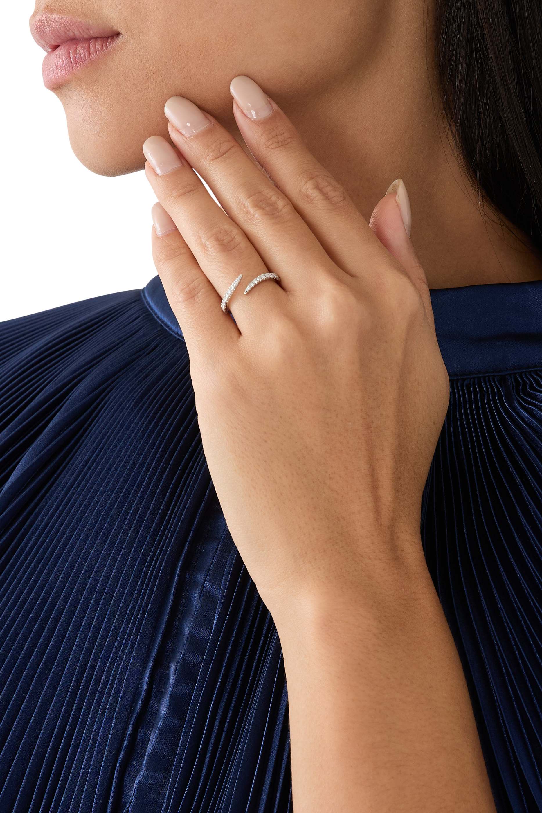 Fine Open Claw Ring, 14K White Gold & Diamond