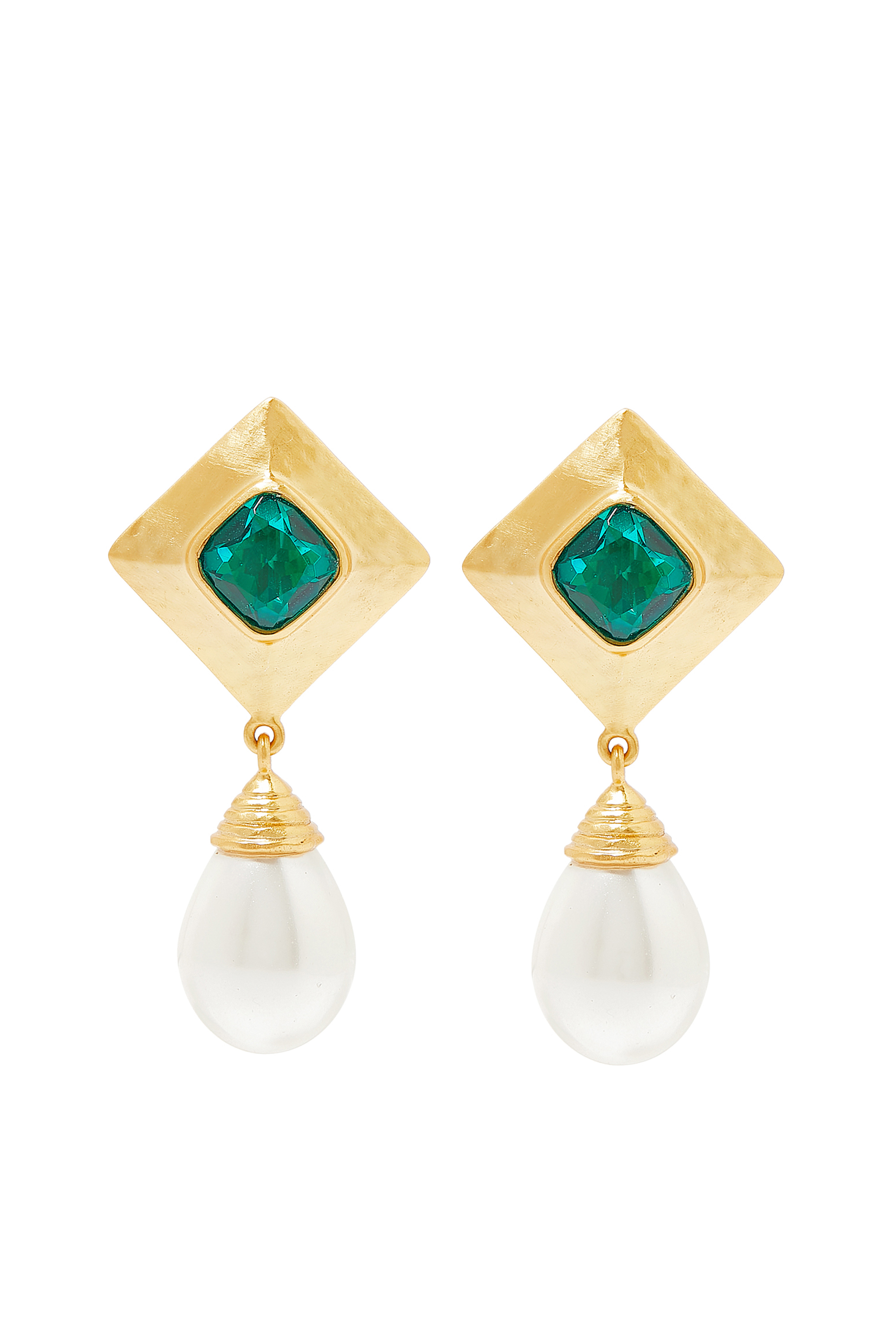 Abby Pacifique Earrings, 24k Gold Micron Plated Brass & Pearl Drop