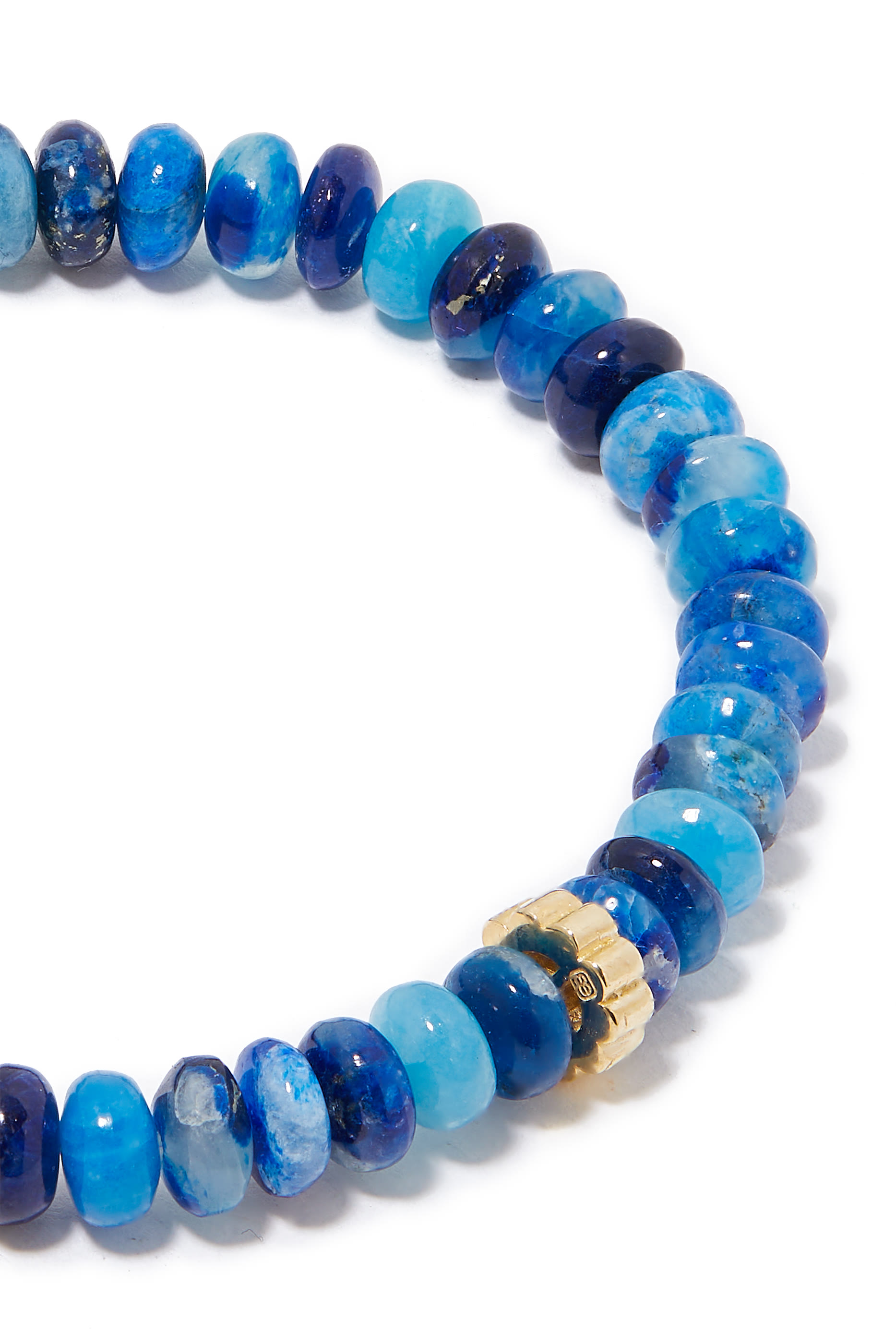 Scallop Rondelle on Afganite Bracelet, 14k Yellow Gold and Diamonds