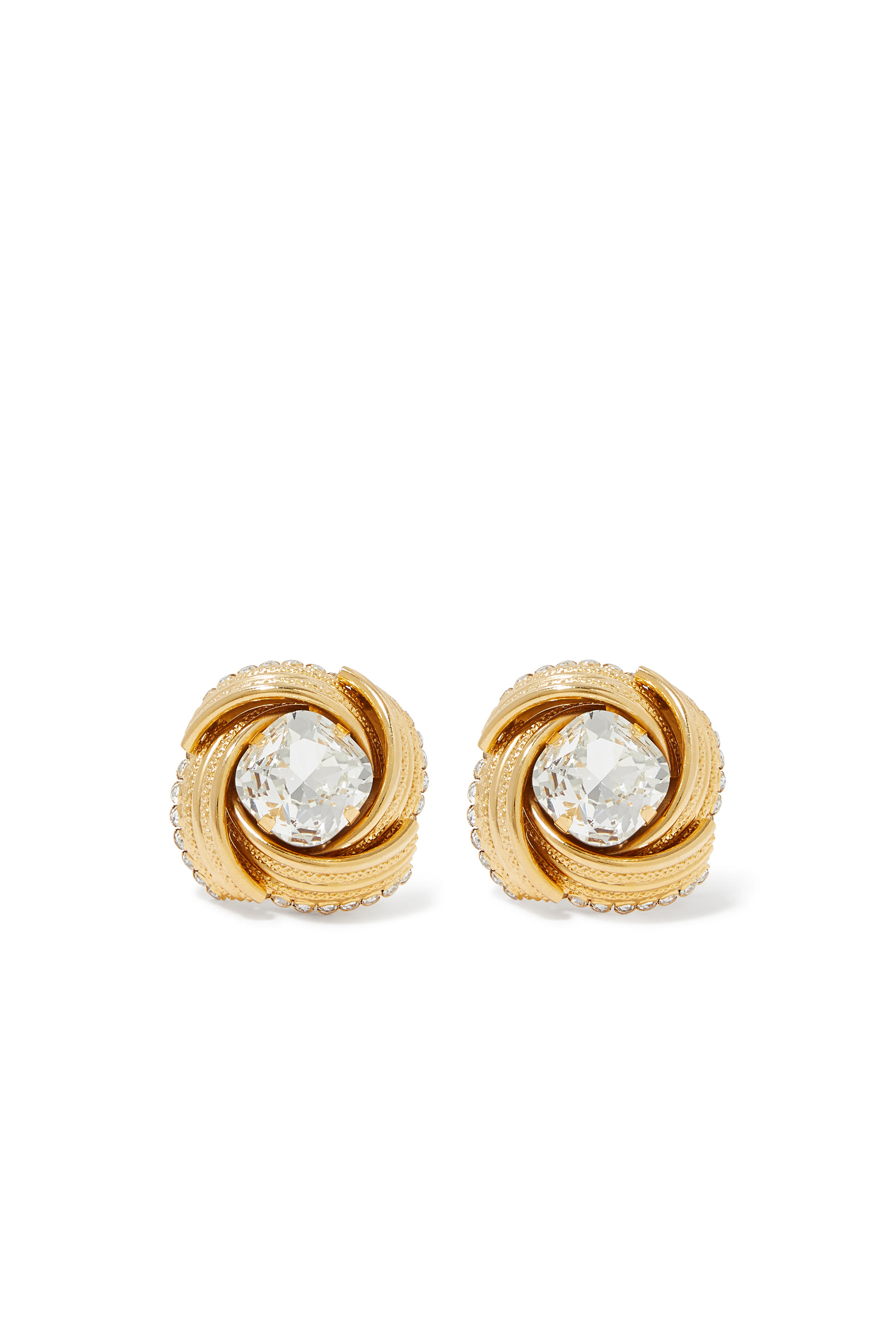 Torchon Earrings with Crystals