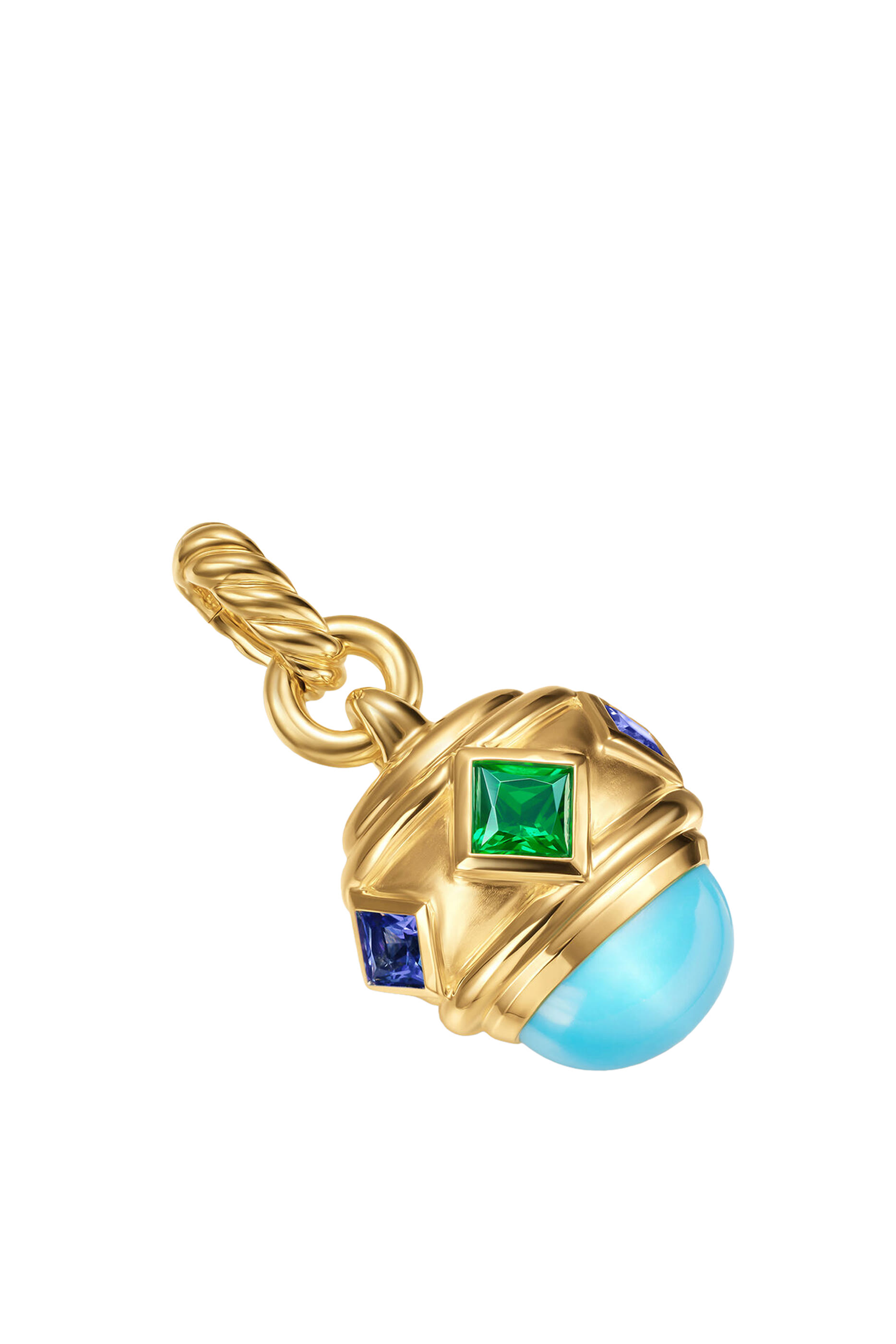 Renaissance® Amulet, 18K Yellow Gold with Turquoise, Tsavorite & Tanzanites