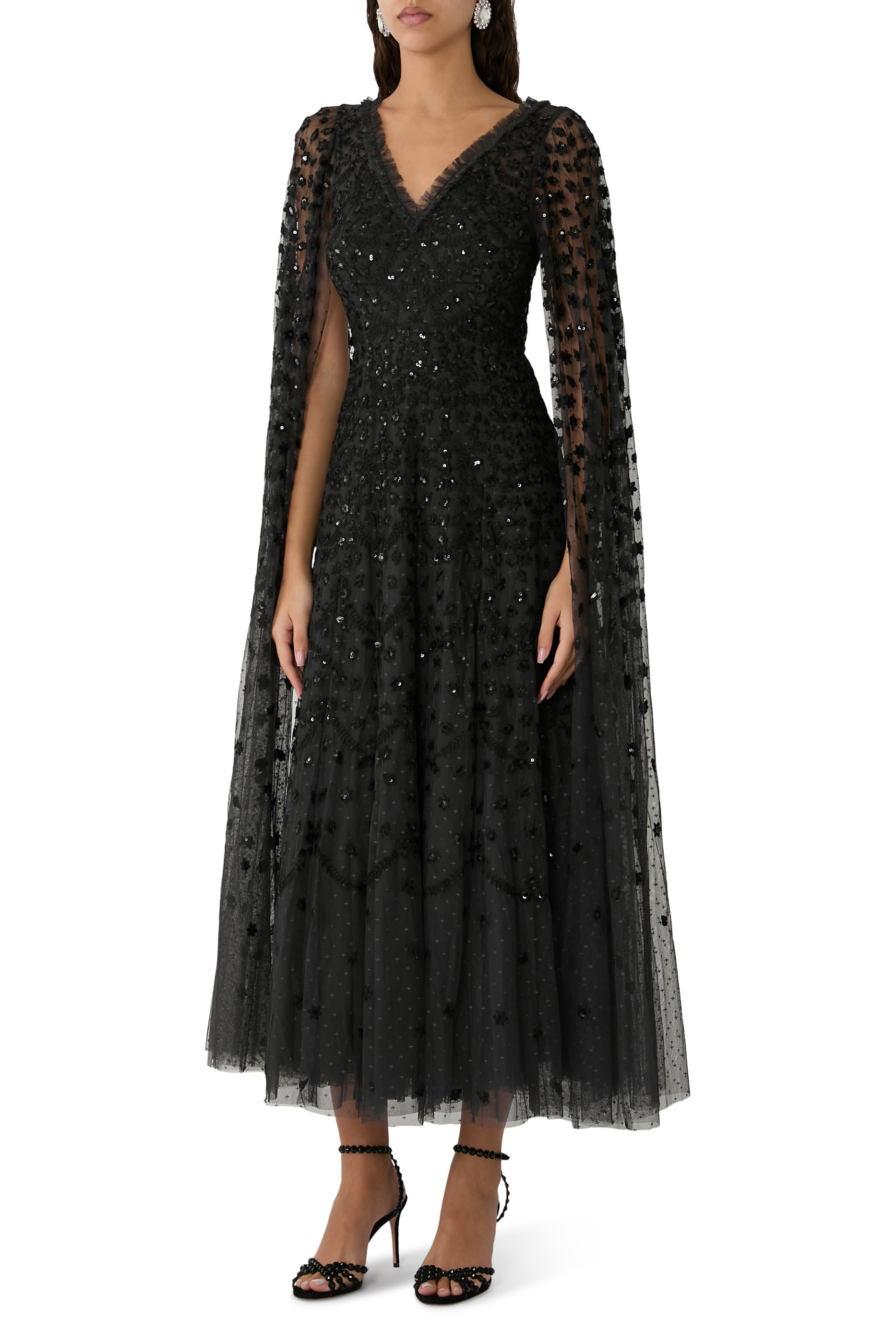 Clover Cape Sleeve Ankle Gown