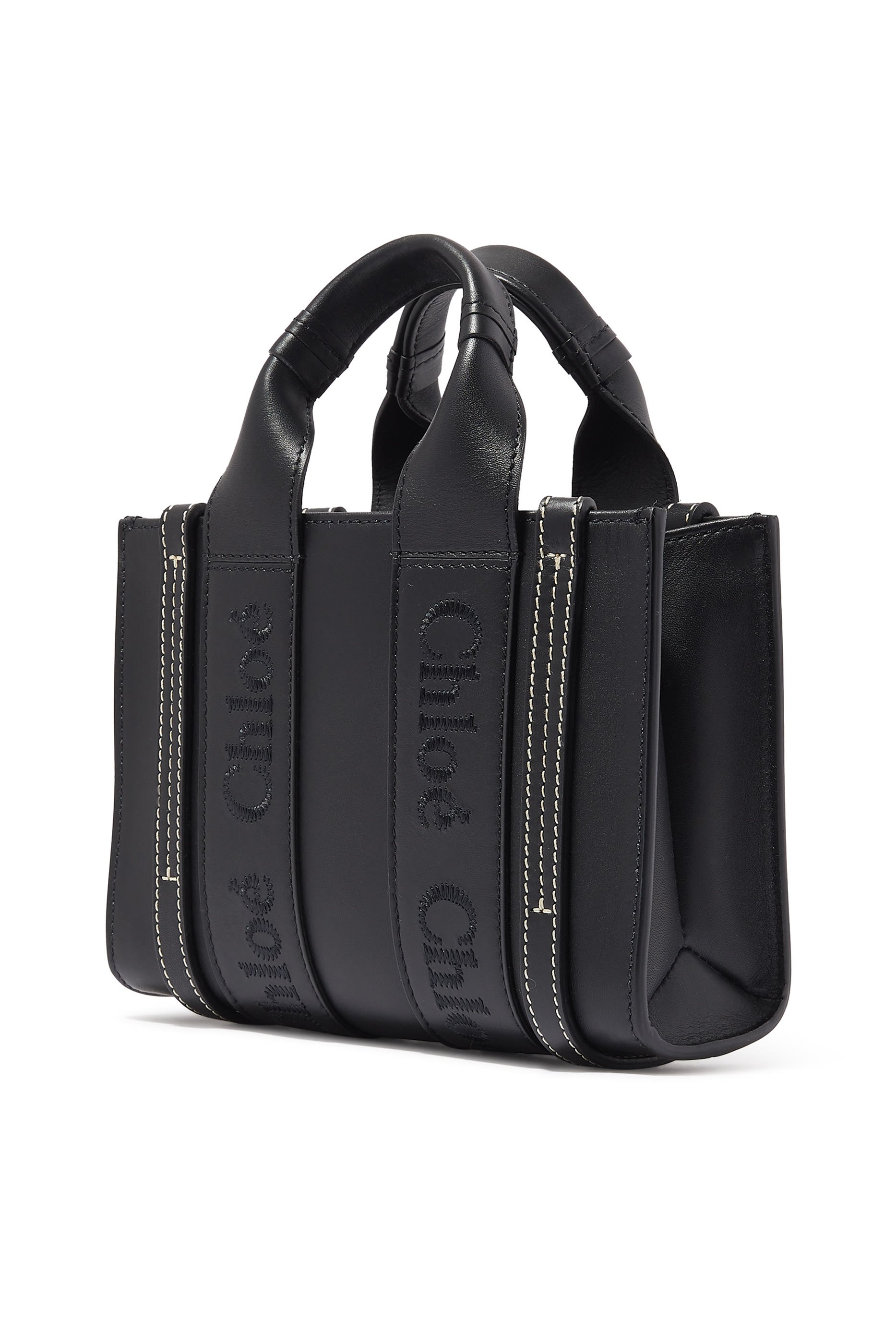 Woody Mini Leather Tote Bag