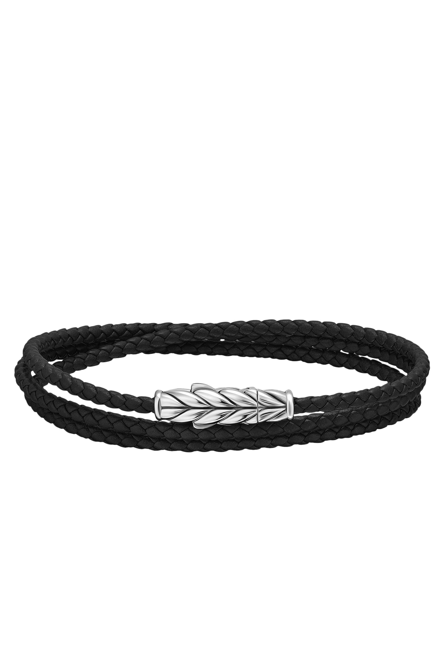 Chevron Triple Wrap Bracelet, Leather & Sterling Silver