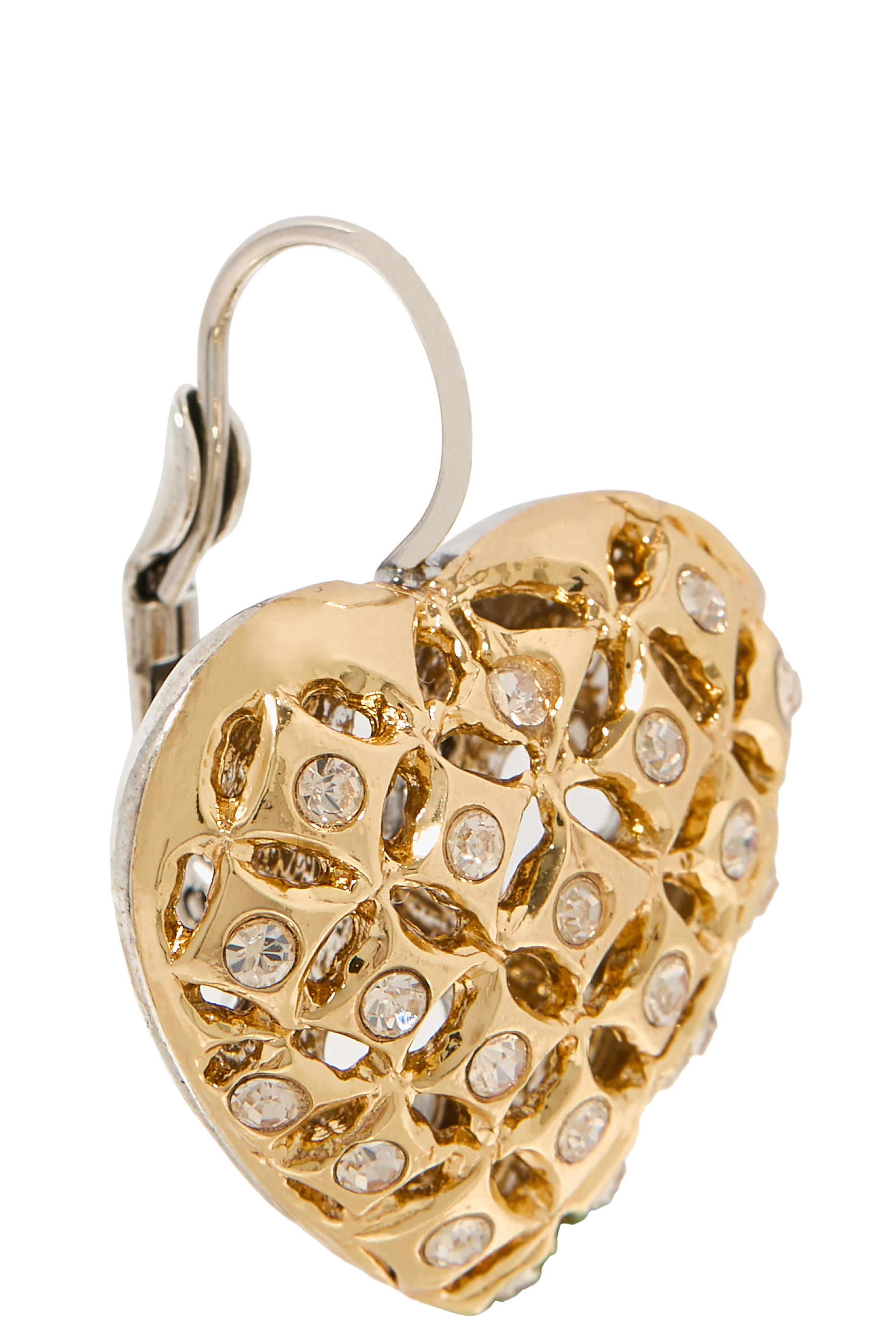 Coracao Bicolor Strass Earrings