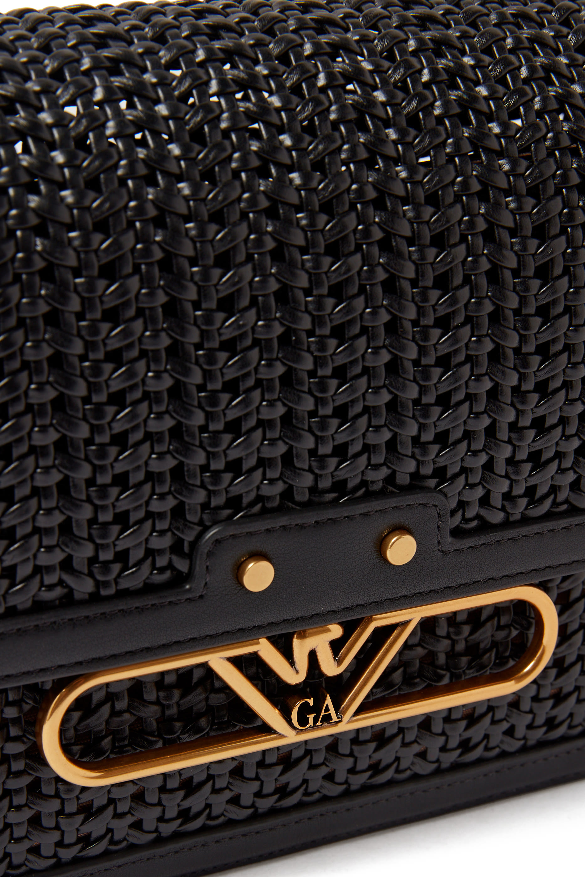 Interwoven Shoulder Bag with Metal Eagle Logo