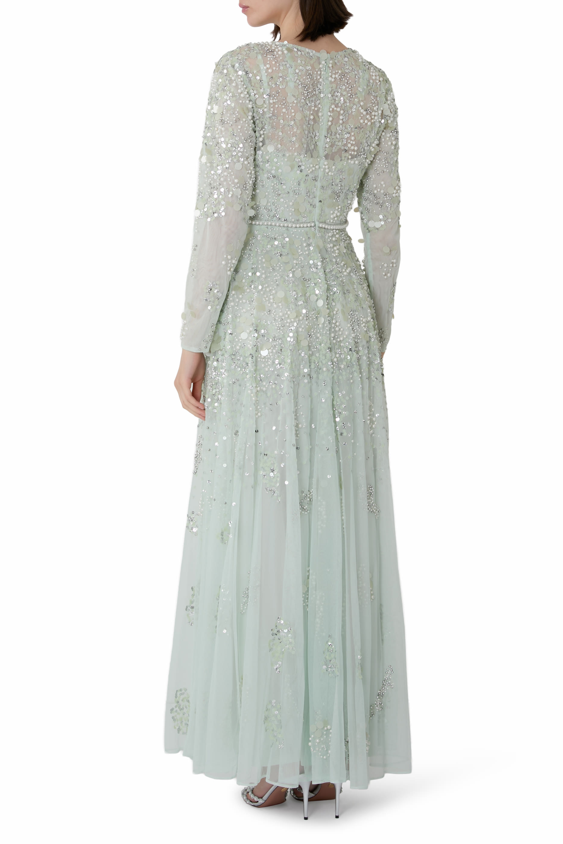 Sequin Pearl Embellished Gown