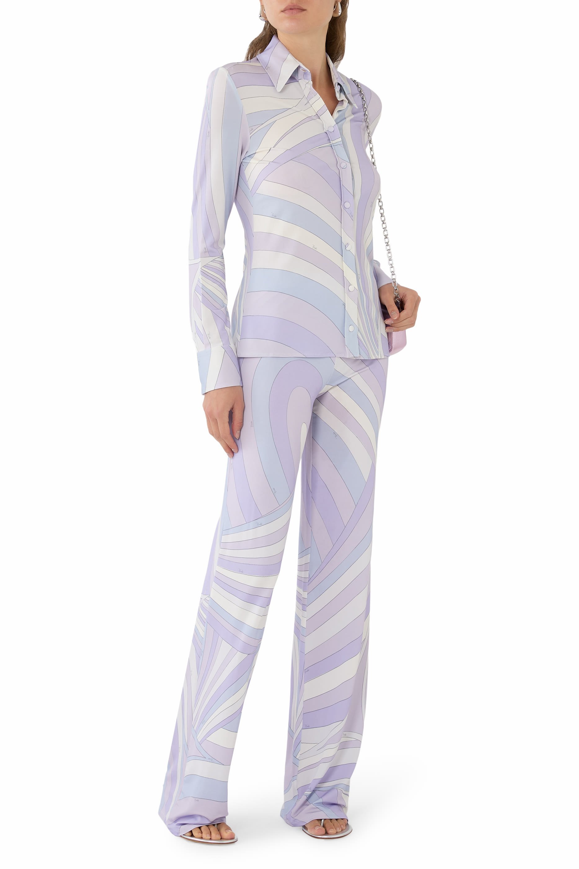 Iride Print Satin Jersey Shirt