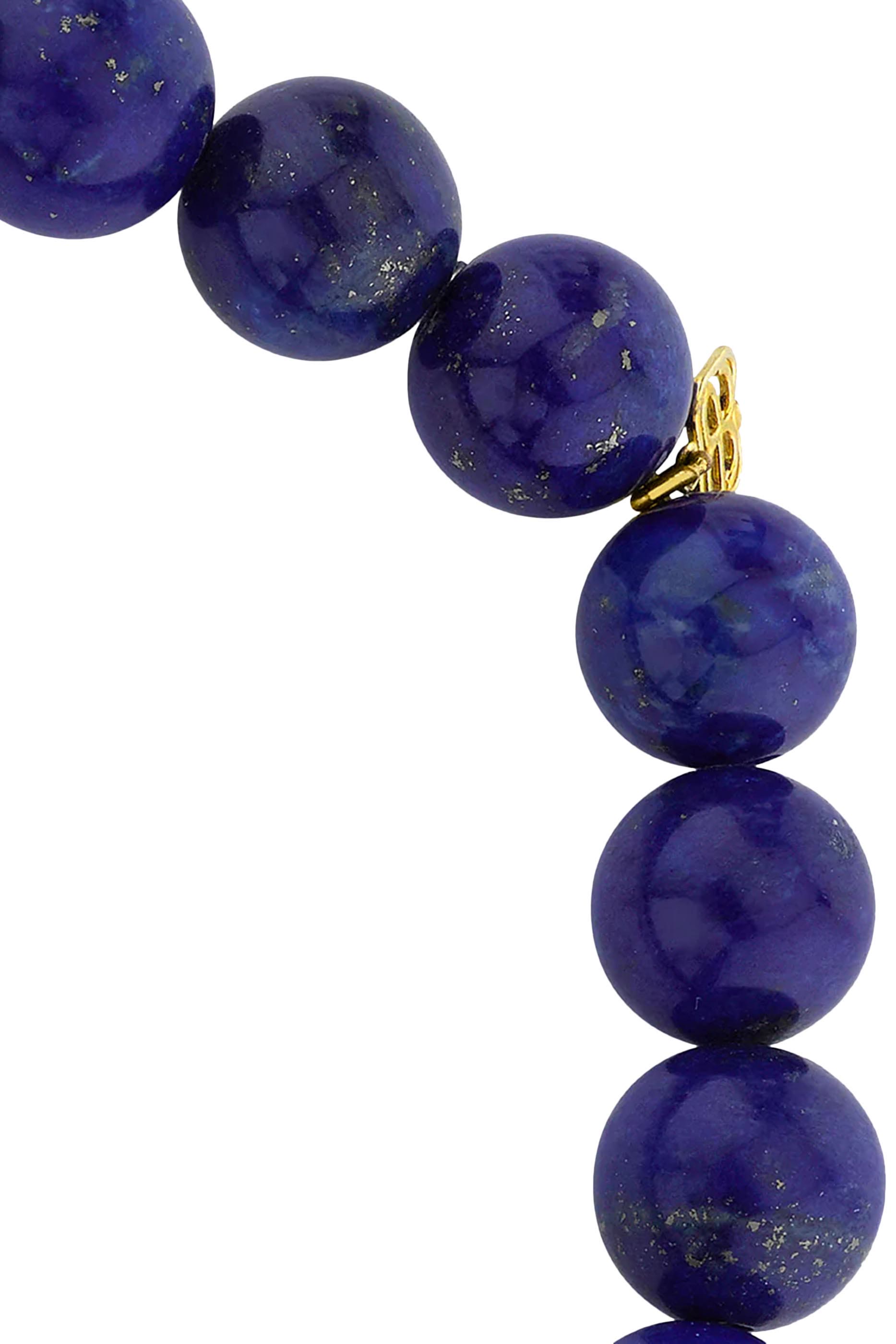 Evil Eye Eternity Beaded Bracelet, 14k Yellow Gold with Diamonds, Sapphires & Lapis Lazuli