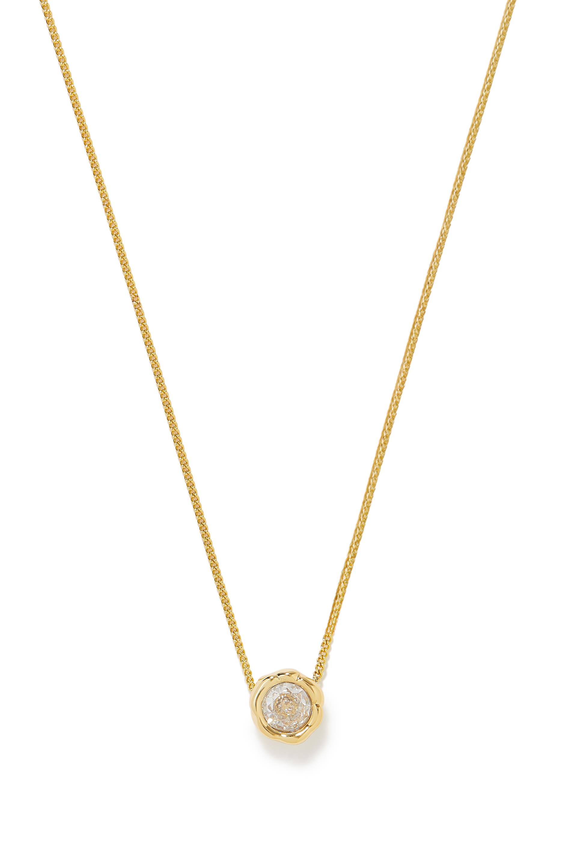 Asterales Solitaire Necklace, 14k Gold Molten Cubic Zirconia