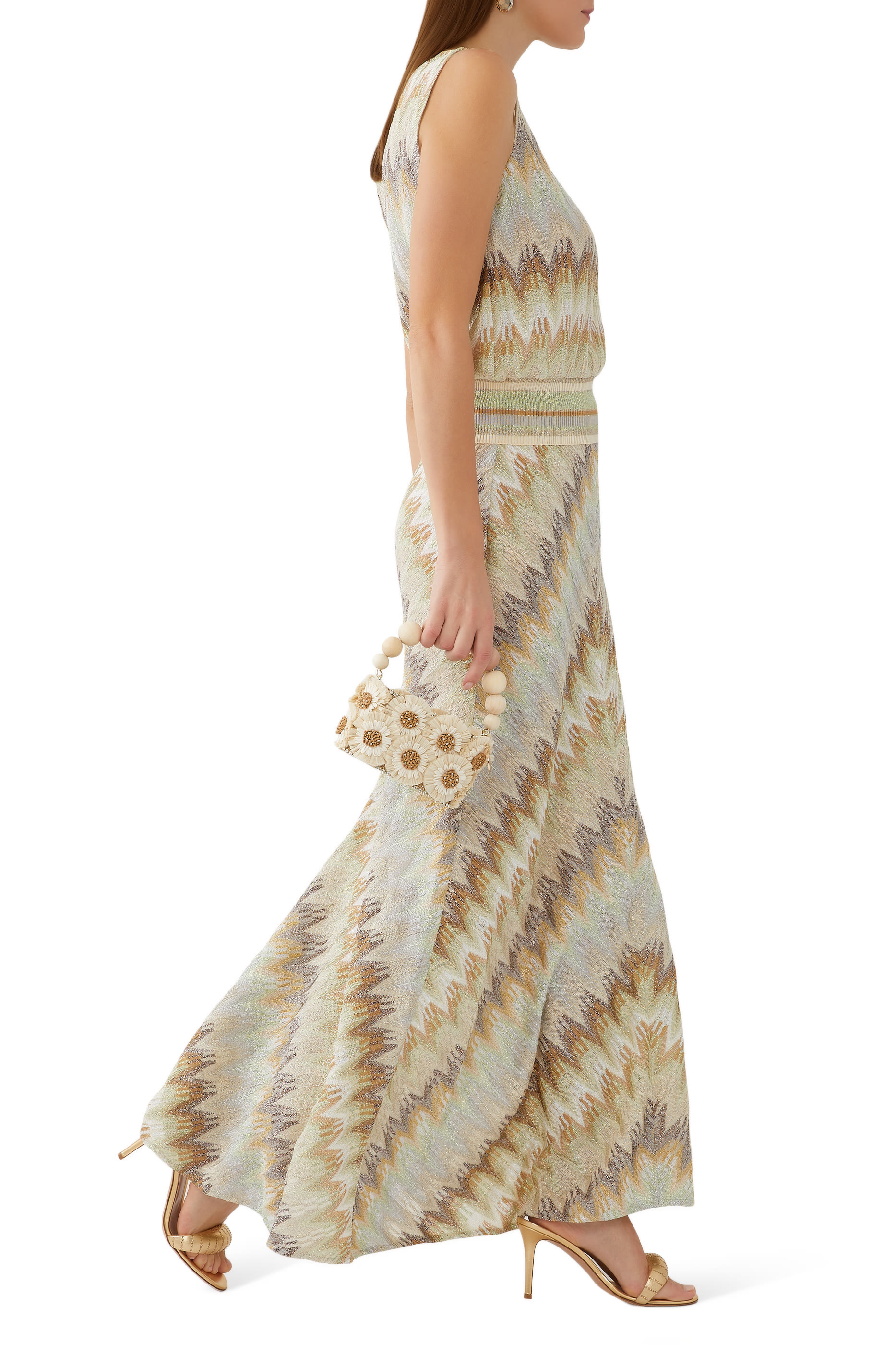 Chevron Lame' Raschel Maxi Skirt 