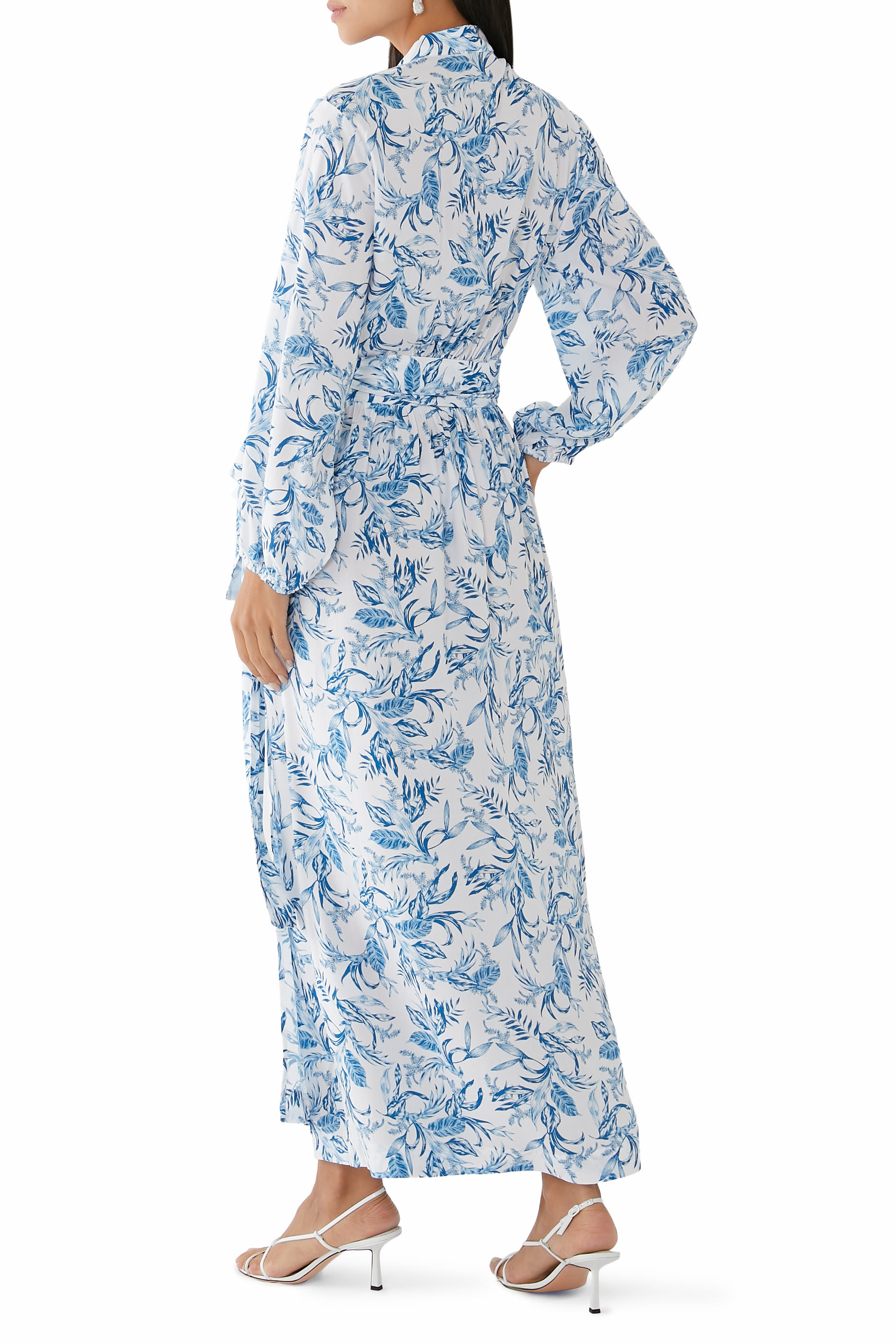 Rachel Blue Leaf Maxi Dress