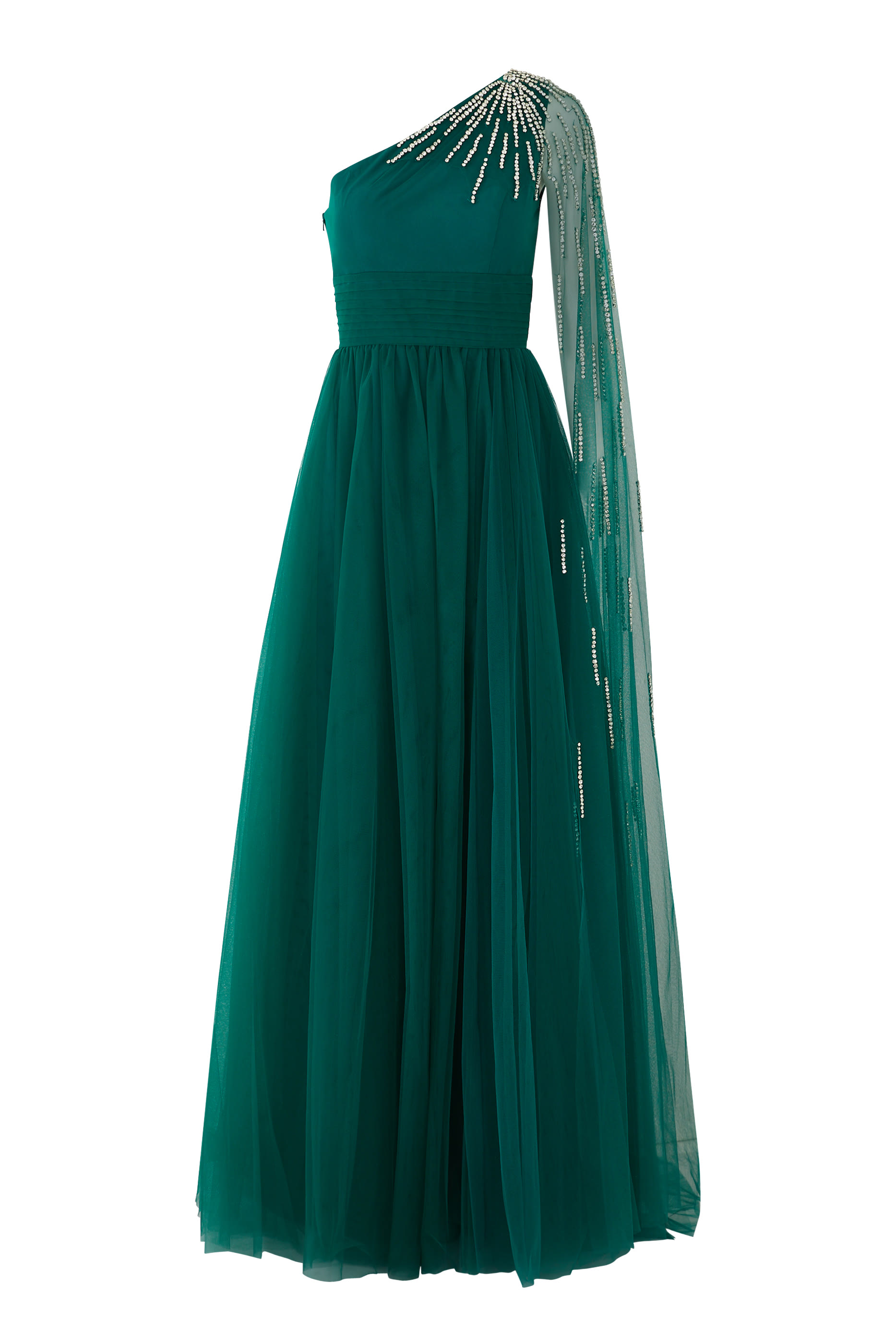 Embellished One Shoulder Gown