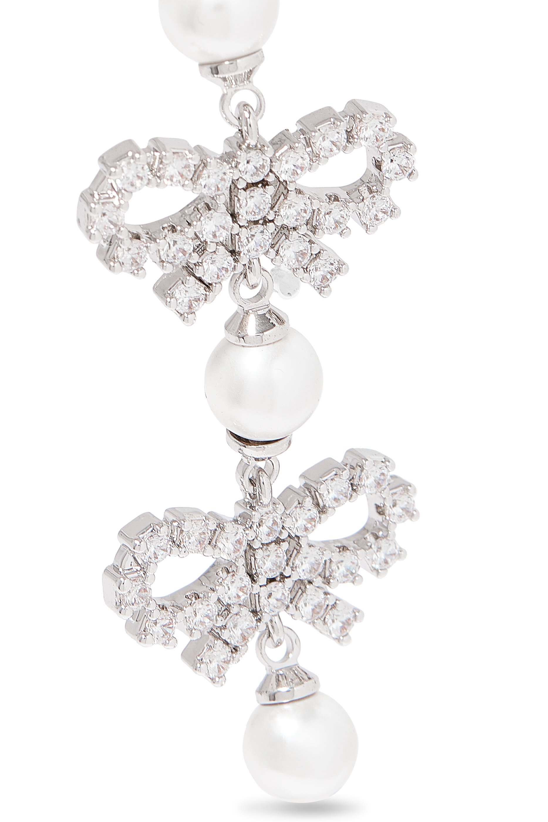 Micro Bow Pearl Tiered Earrings