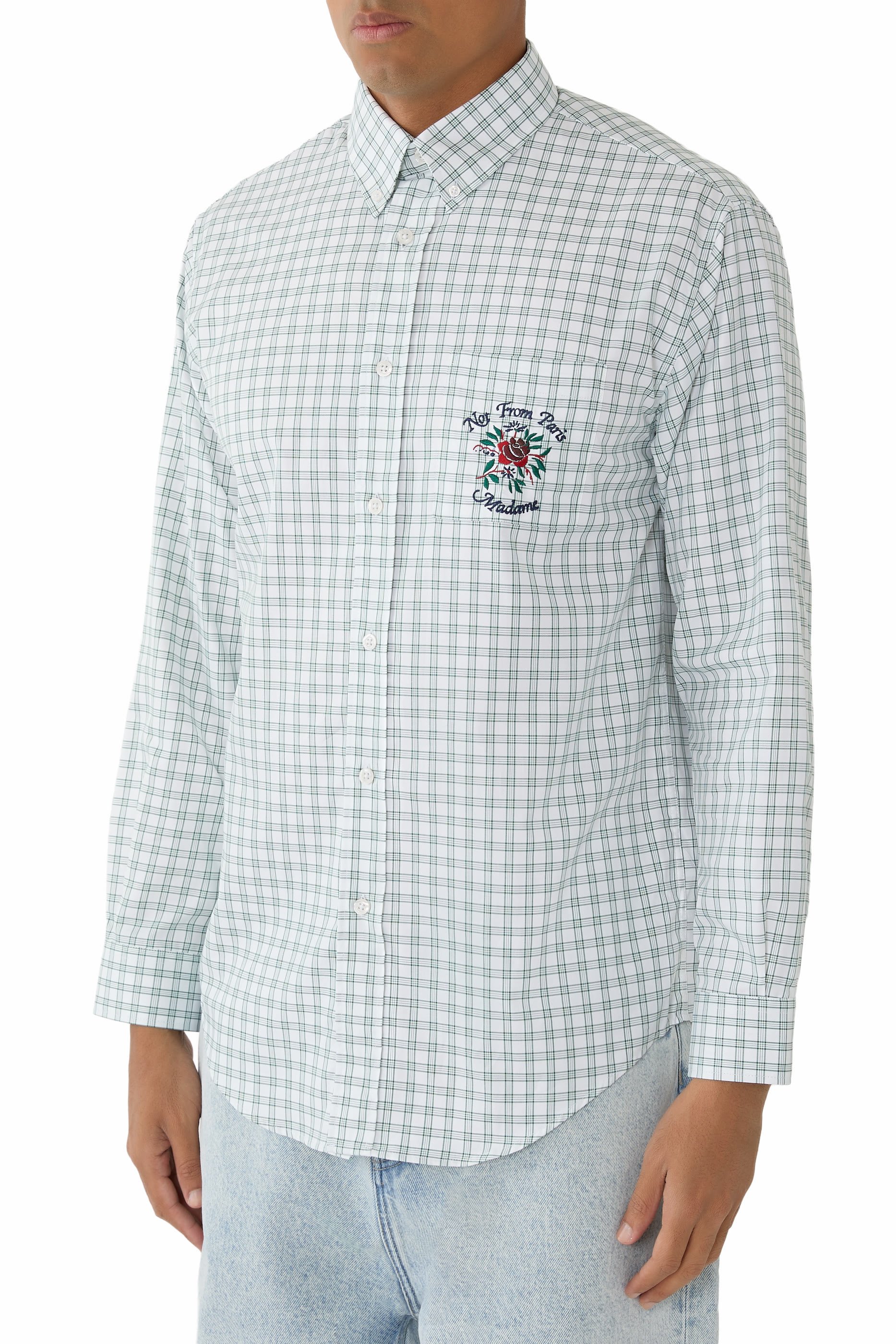 Chemise Carreaux Slogan Rose Shirt