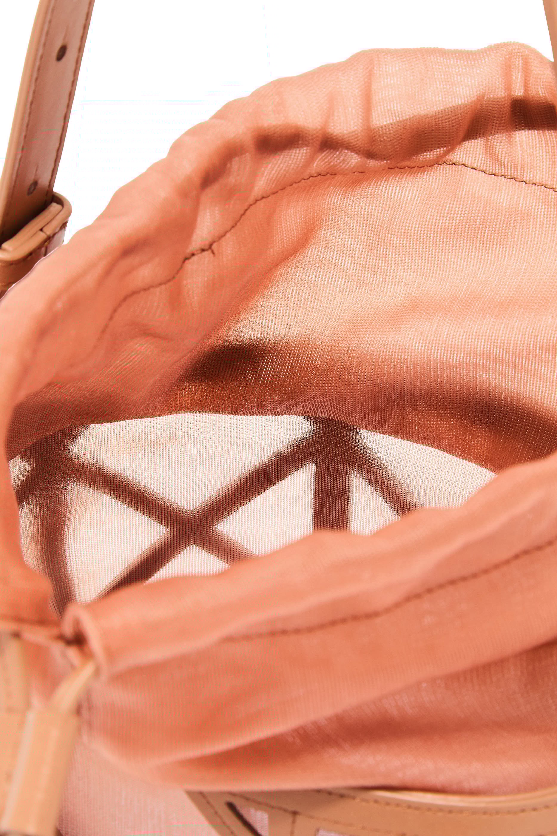 Logo Leather and Mesh Bucket Bag