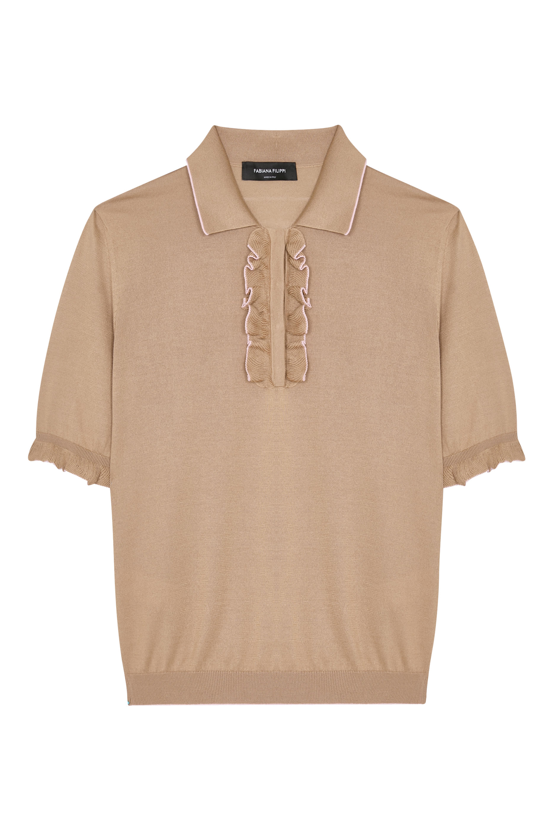 Frilled Polo Knit Top