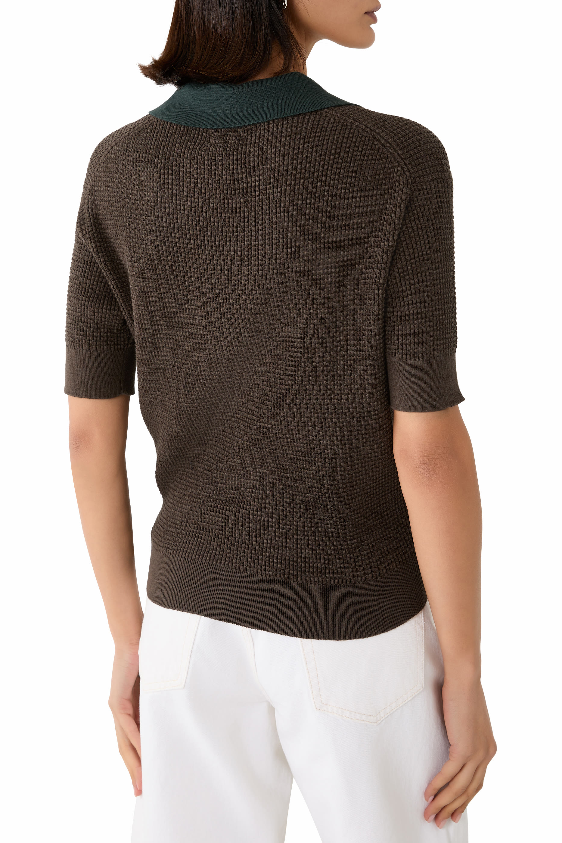 Waffle Knit Polo Top