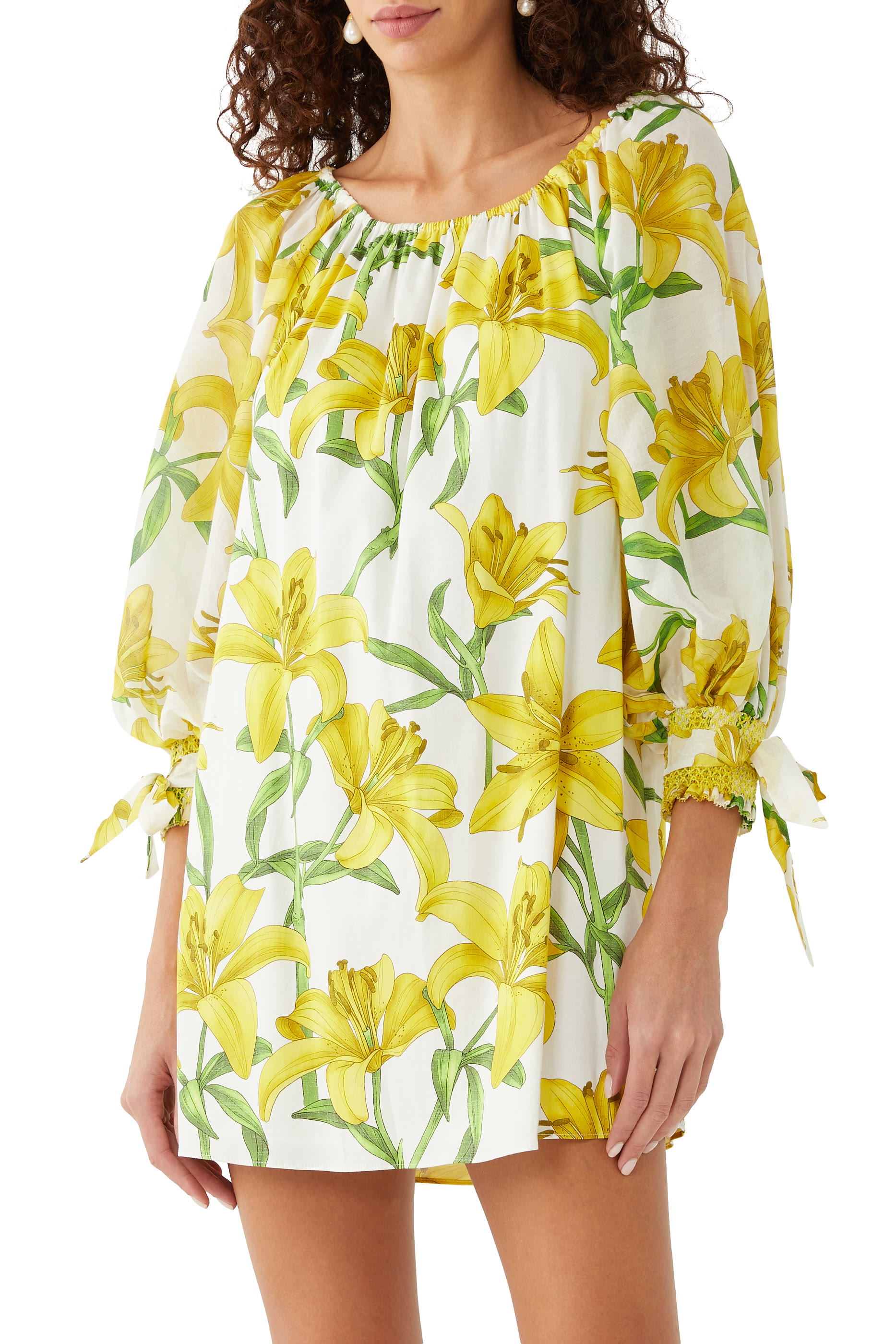 Artemis Off The Shoulder Blouson Tie Sleeve Mini Dress