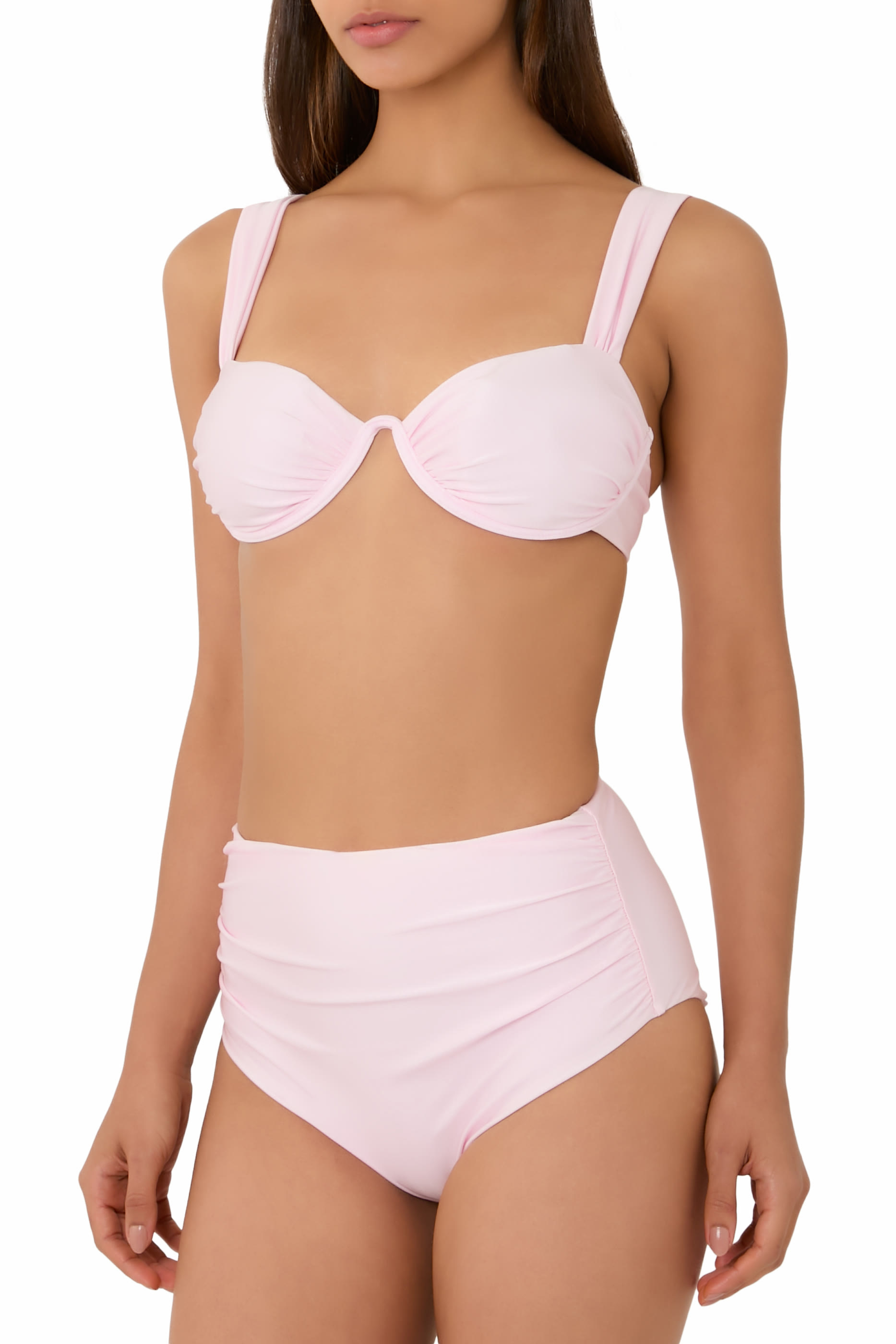 Teya High Waisted Ruched Bikini Bottom