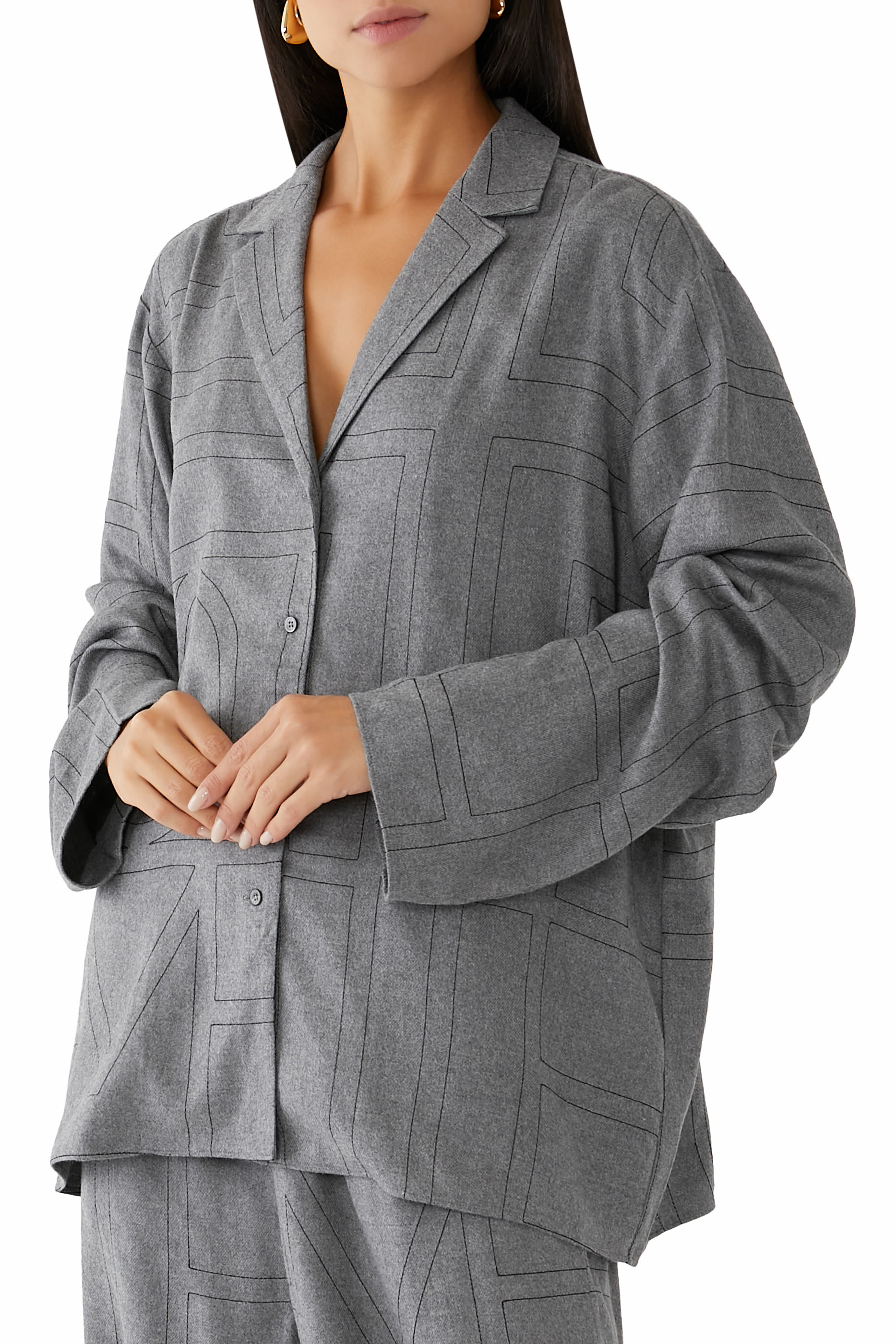 Monogram Flannel PJ Top