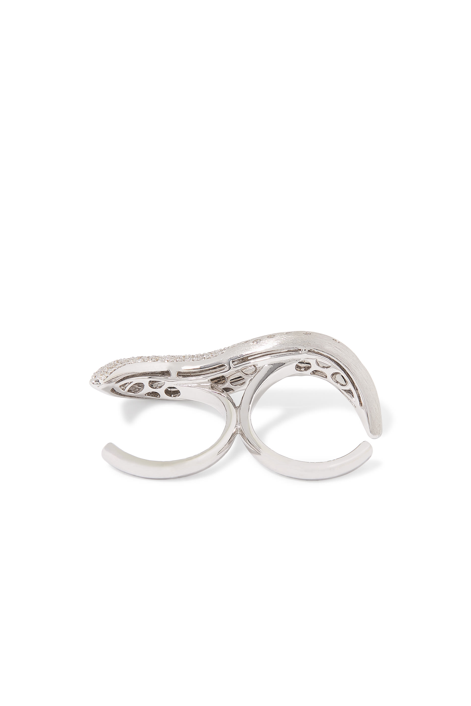 Scattered Roller Ring, 18k White Gold & Diamonds