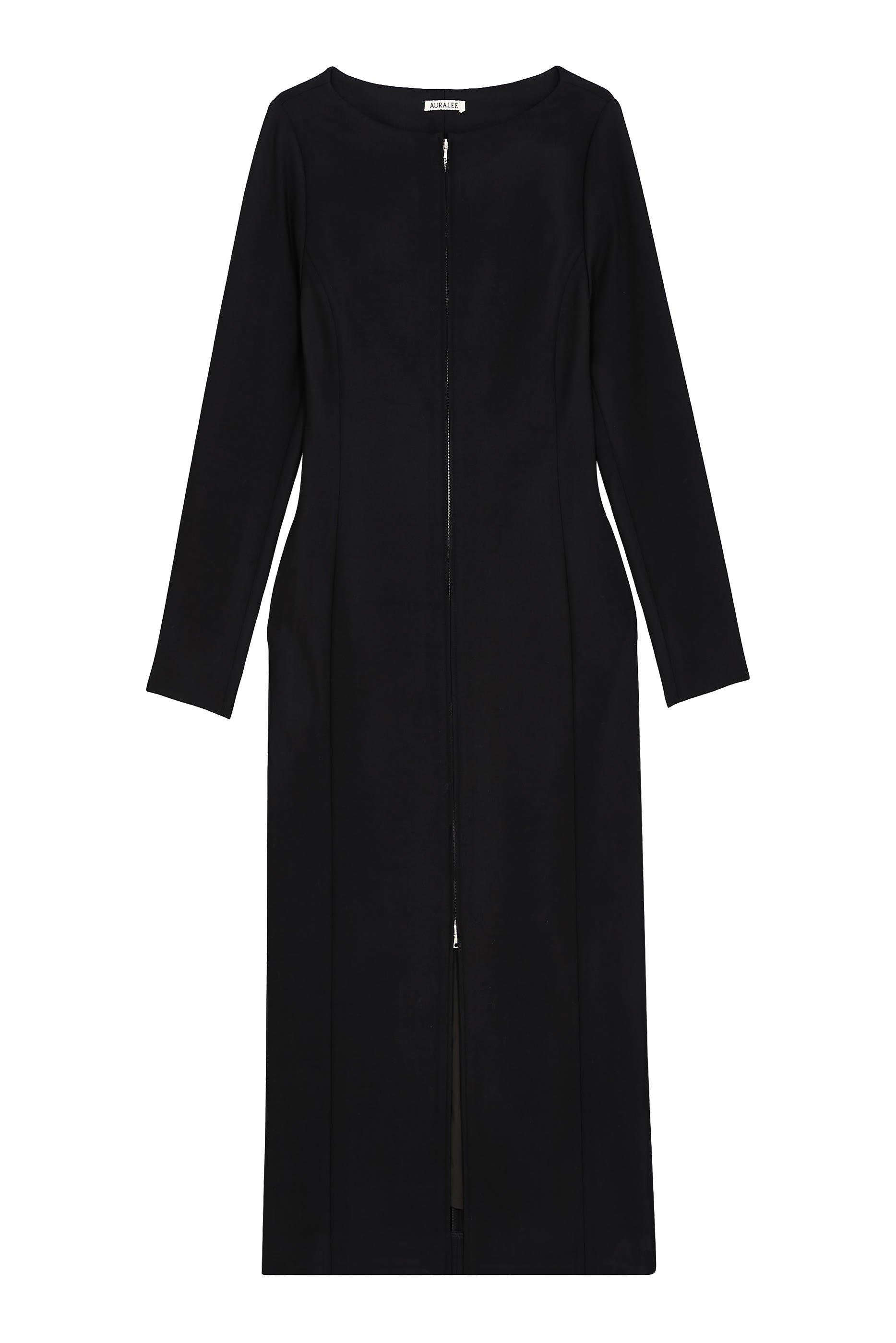 Tense Wool Double Cloth Front-Zip Dress