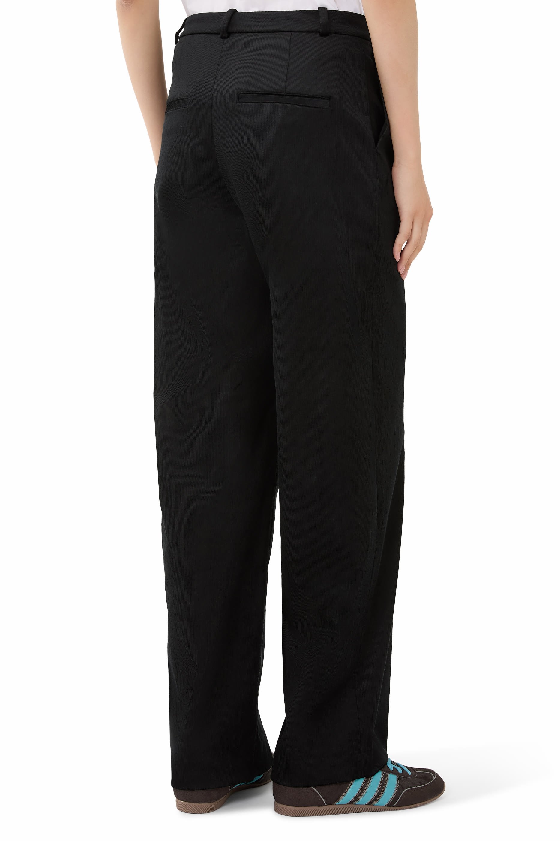Velvet High-Waist Wide-Leg Trousers