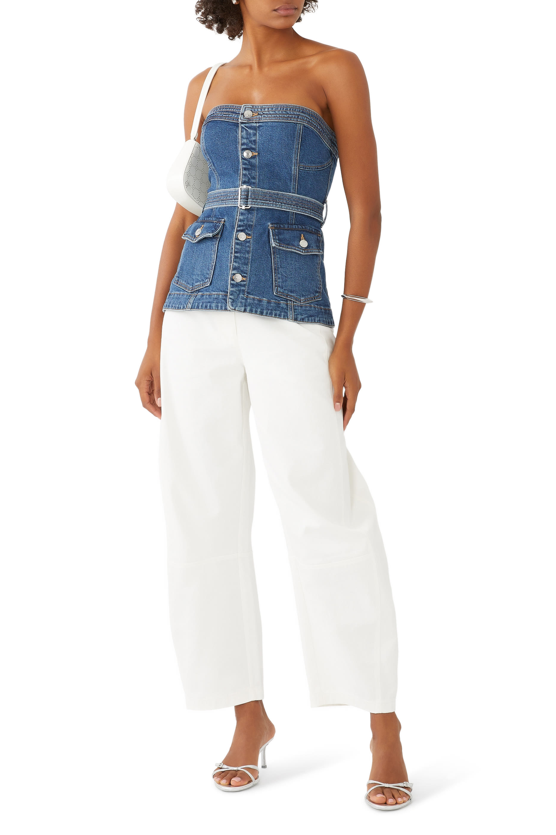 Cyan Belted Bustier Top