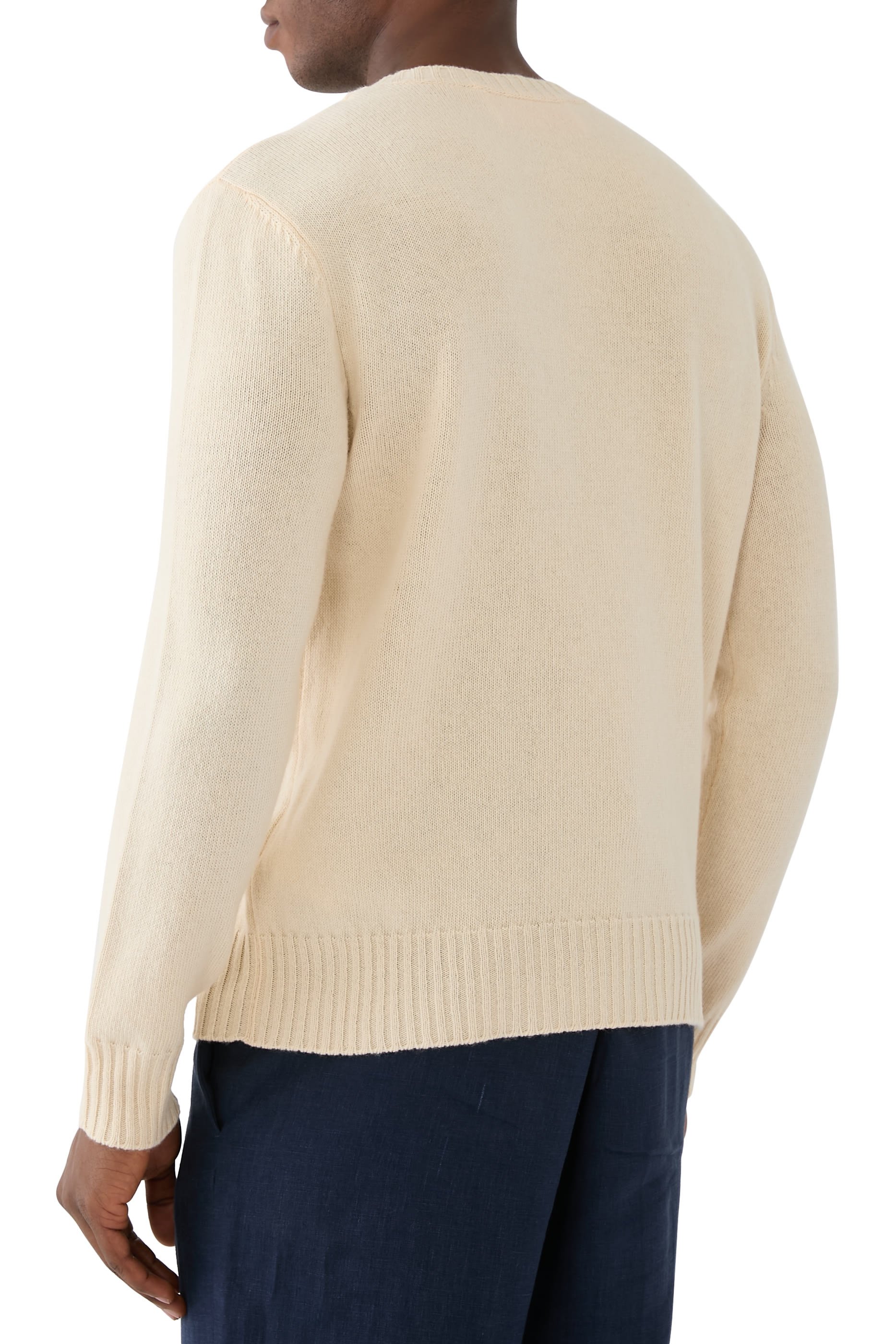 Wool Crewneck Sweater with Chez Valentino Embroidery