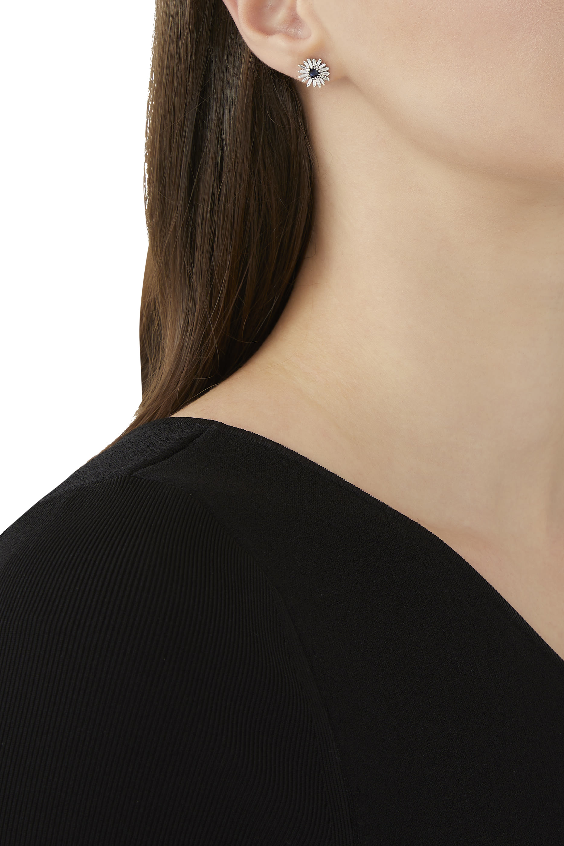 Fireworks Princess-Cut Flower Earrings, 18k White Gold, Sapphire & Diamonds