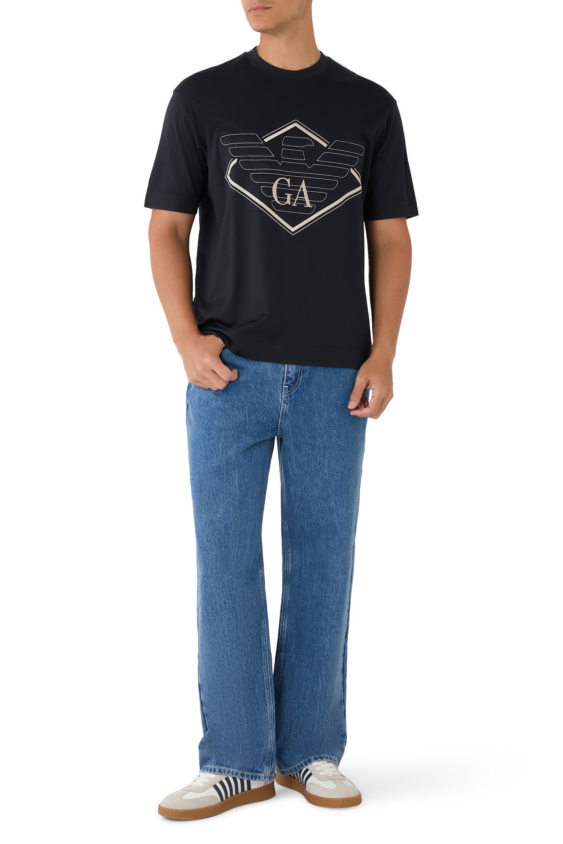 Oversized Eagle Logo Lyocell-blend Jersey T-Shirt