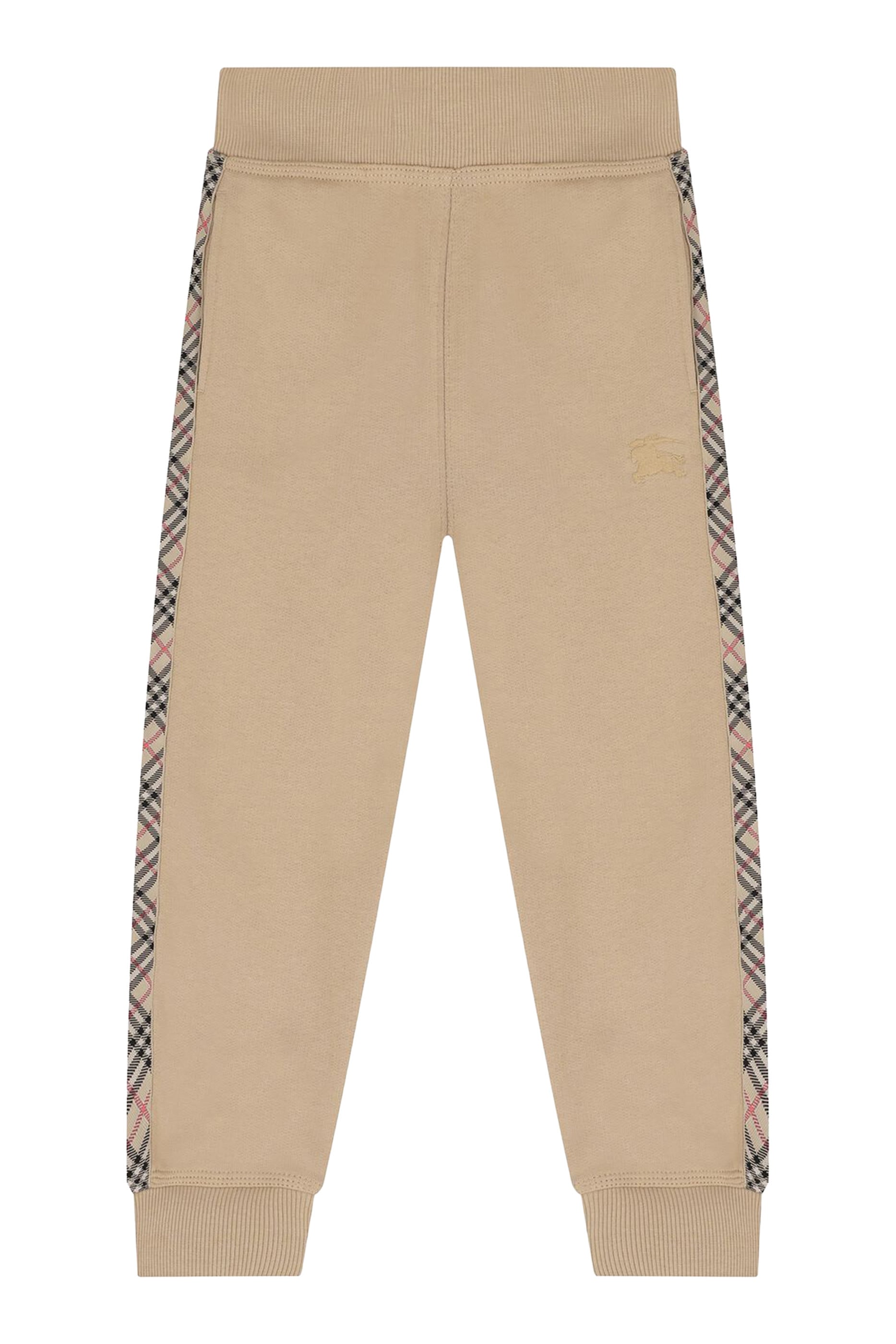 Kids Check Trim Cotton Jogging Pants